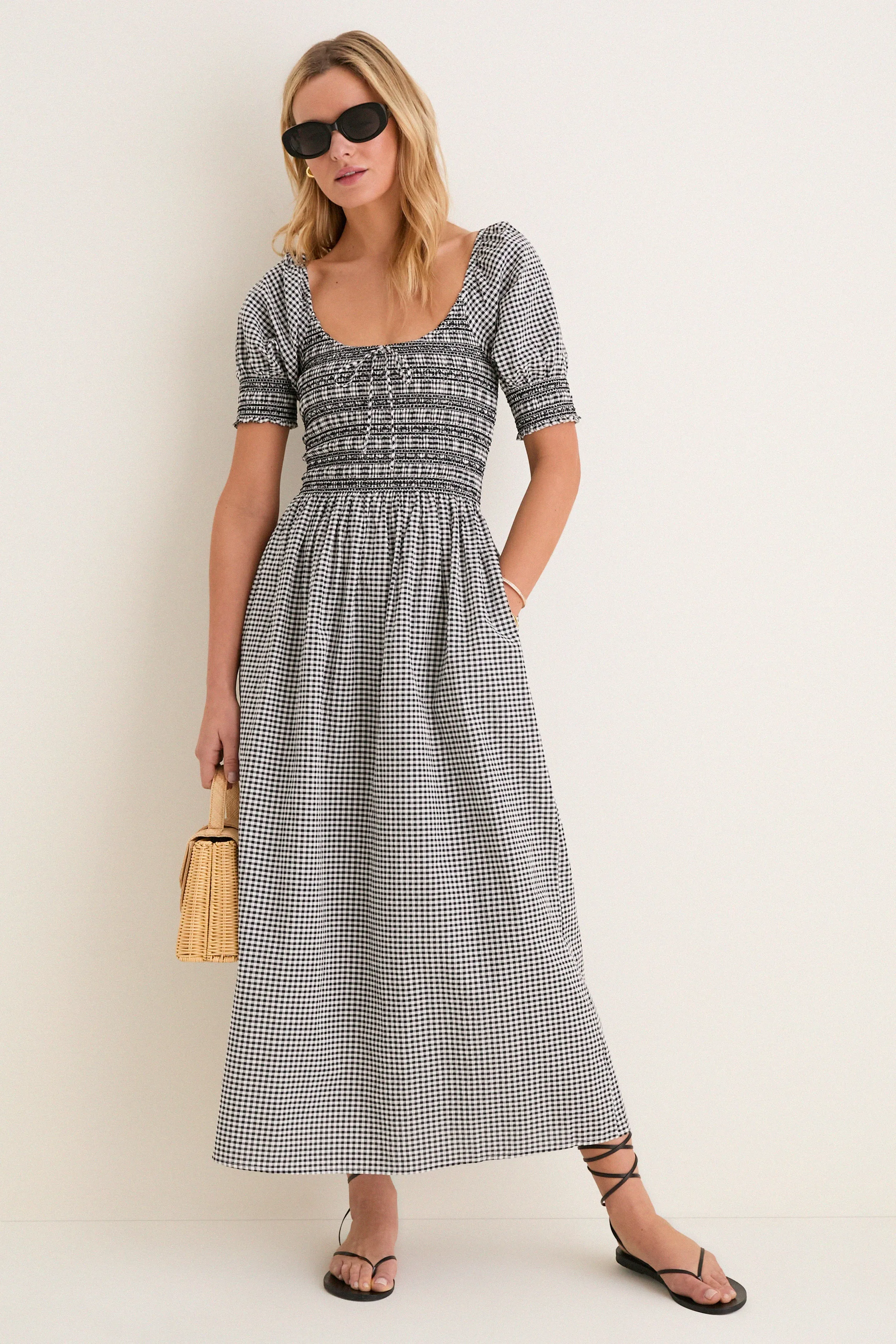 Black and Sand Gingham Madeline Nap Dress sold by Tuckernuck product image thumbnail 2