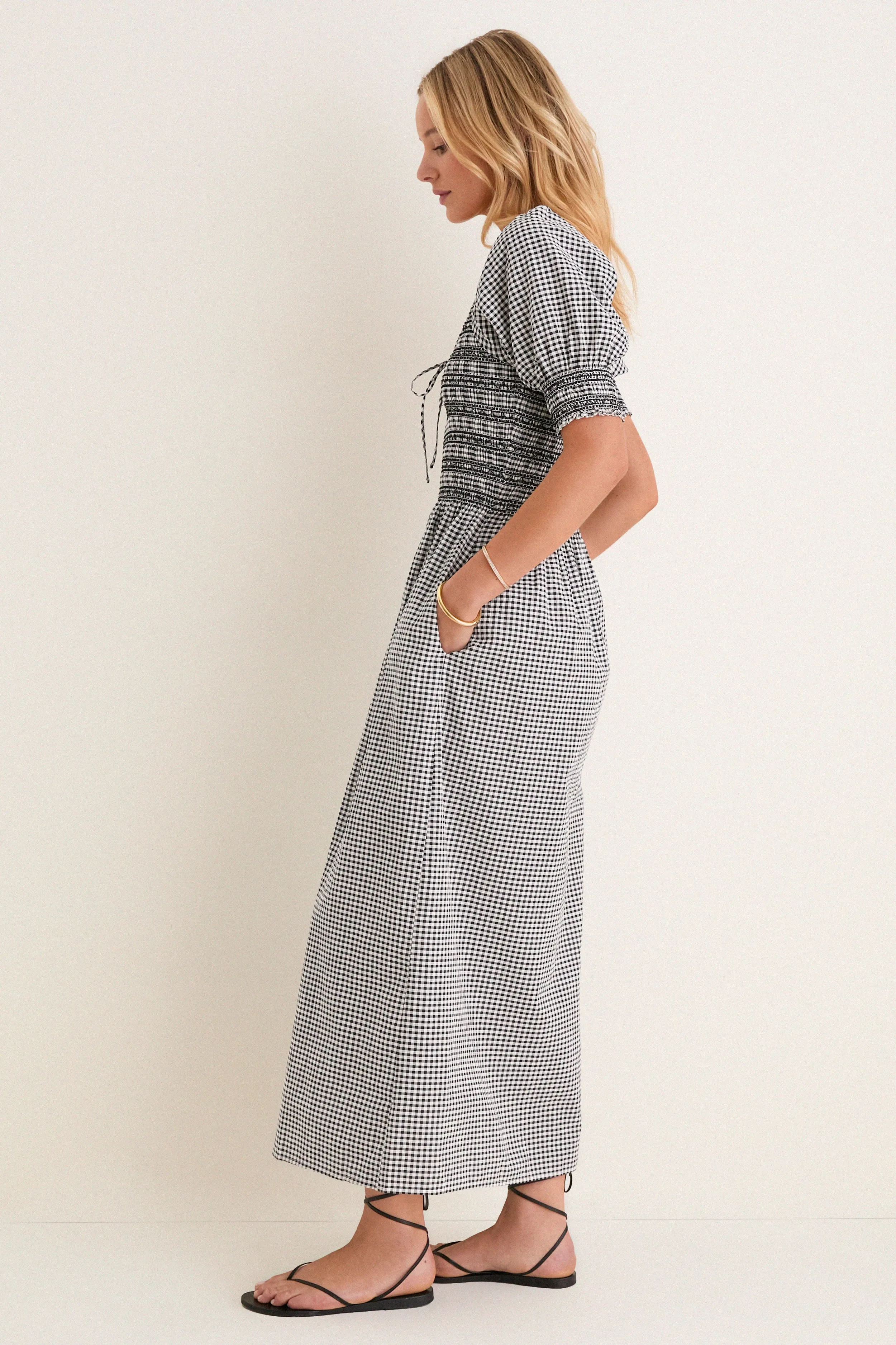 Black and Sand Gingham Madeline Nap Dress sold by Tuckernuck product image thumbnail 3