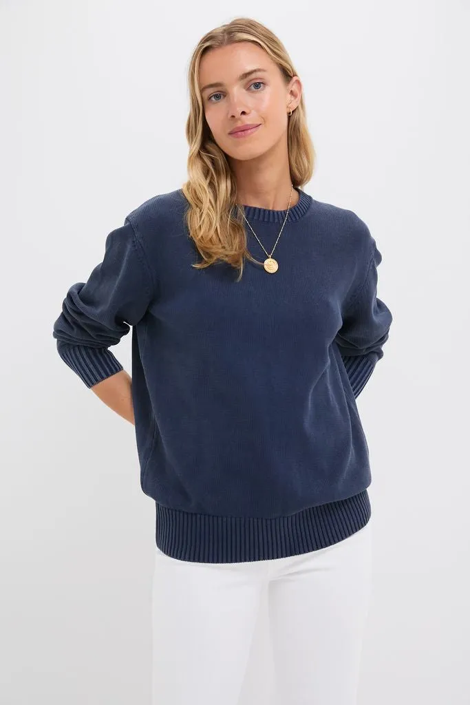 Navy Stone Washed Cotton Anne Crewneck Sweater sold by Tuckernuck