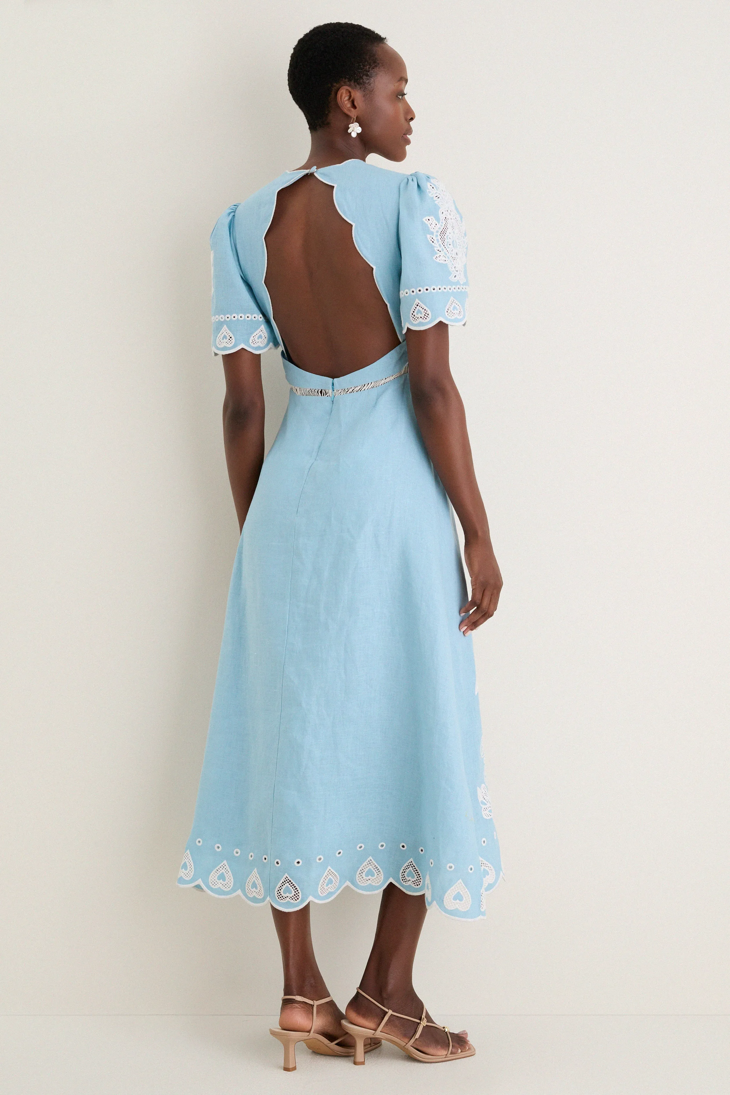 Light Blue Embroidery Short Sleeve Midi Dress sold by Tuckernuck product image thumbnail 2