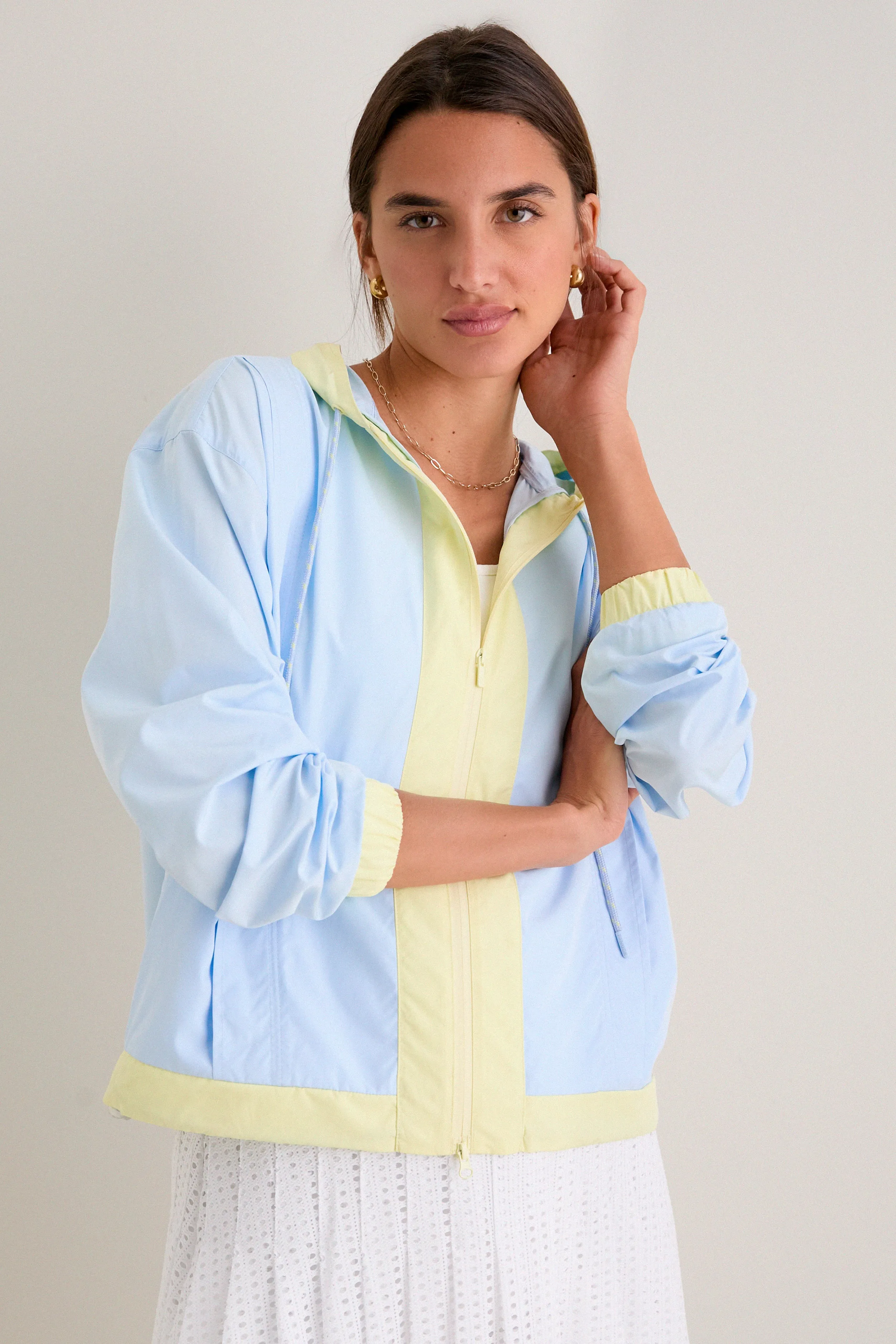 Light Blue Gailliot Packable Windbreaker sold by Tuckernuck