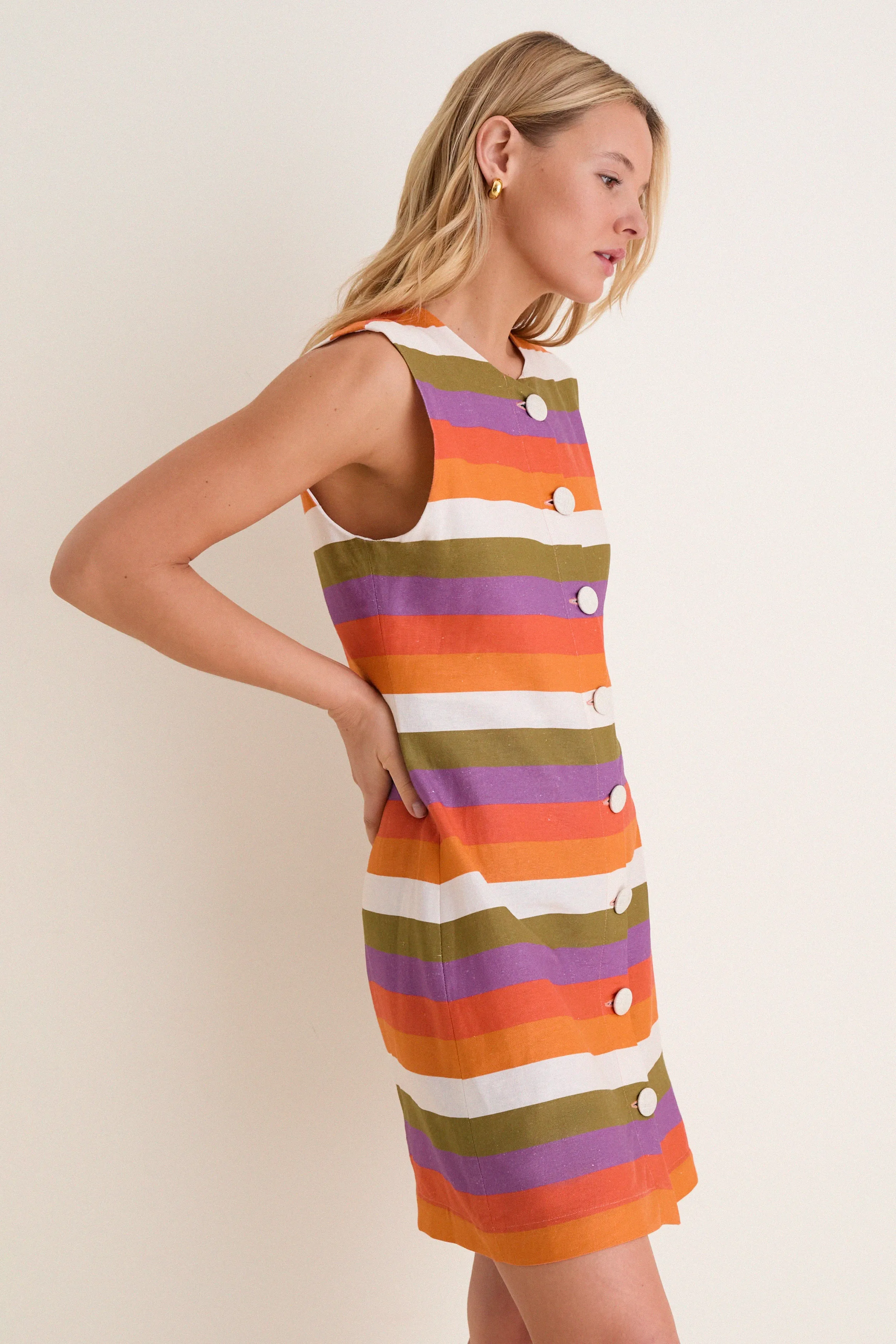 Multicolor Horizontal Stripes Camille Short Dress sold by Tuckernuck product image thumbnail 3