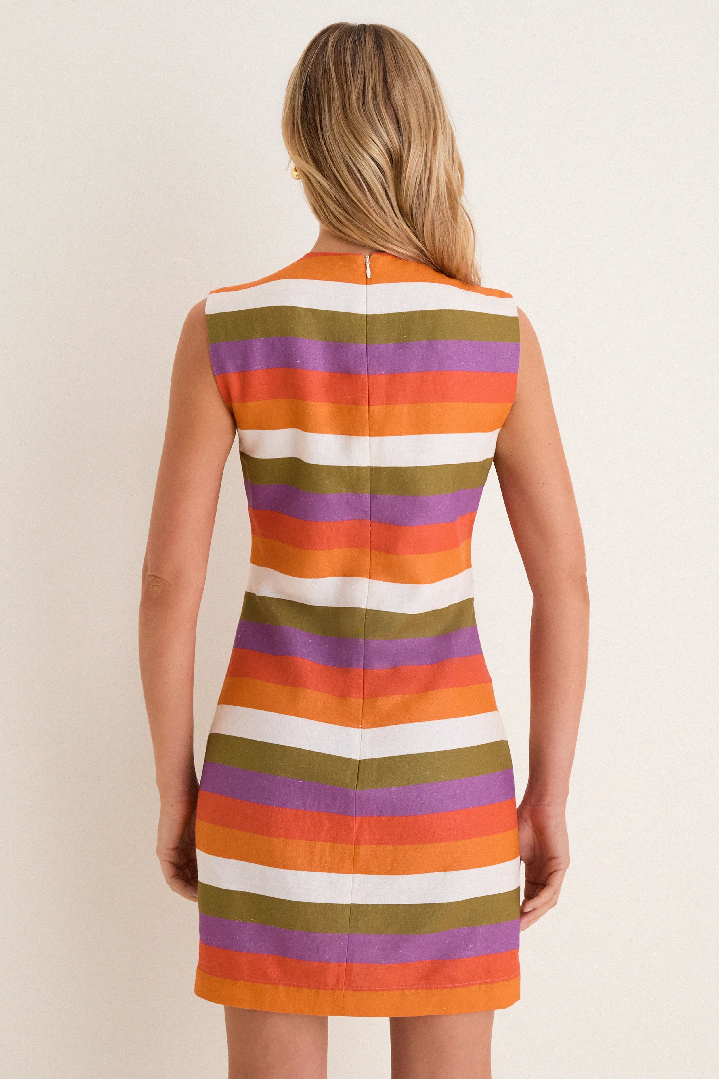Multicolor Horizontal Stripes Camille Short Dress sold by Tuckernuck product image thumbnail 4