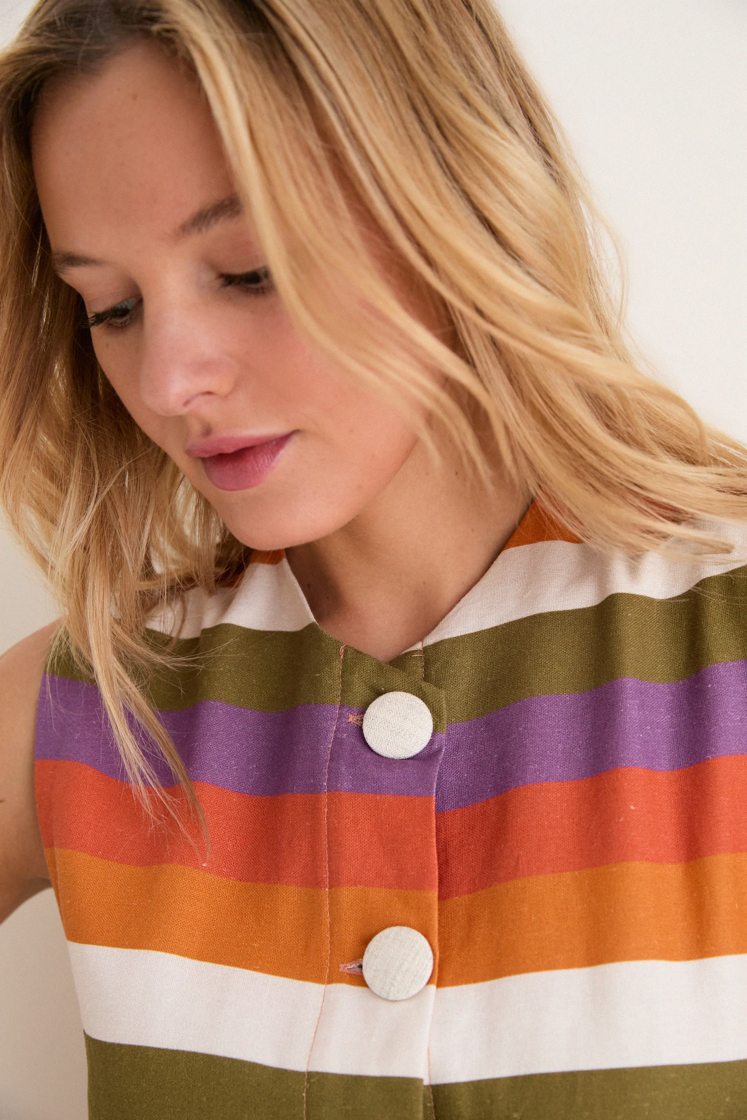 Multicolor Horizontal Stripes Camille Short Dress sold by Tuckernuck product image thumbnail 5