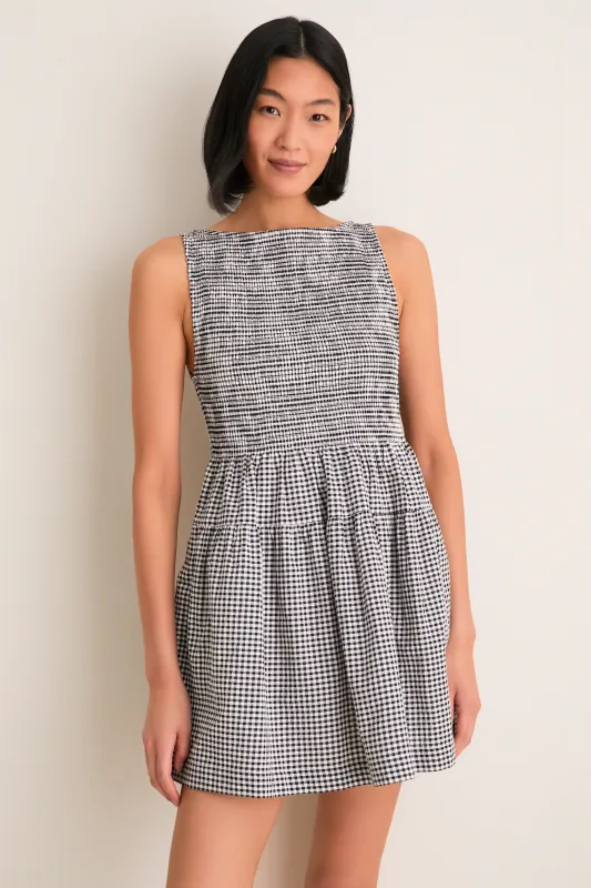 Black and Sand Gingham Cosima Mini Nap Dress made by Hill House Home