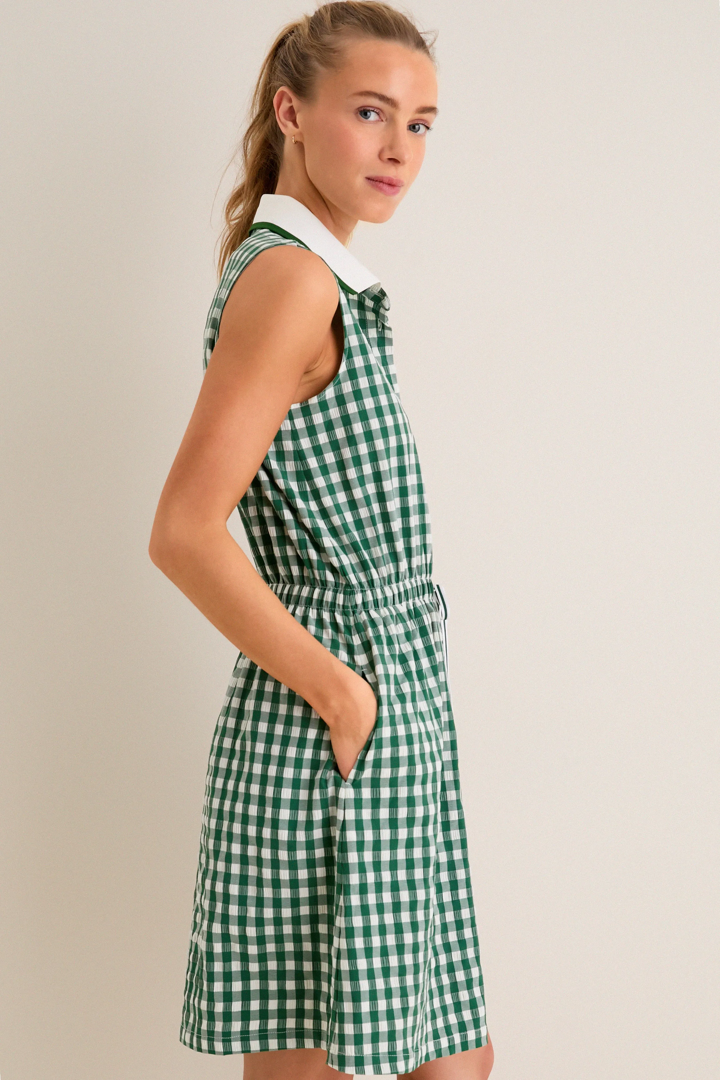 Eden Green Gingham Sleeveless Performance Seersucker Alcott Golf Dress sold by Tuckernuck product image thumbnail 3
