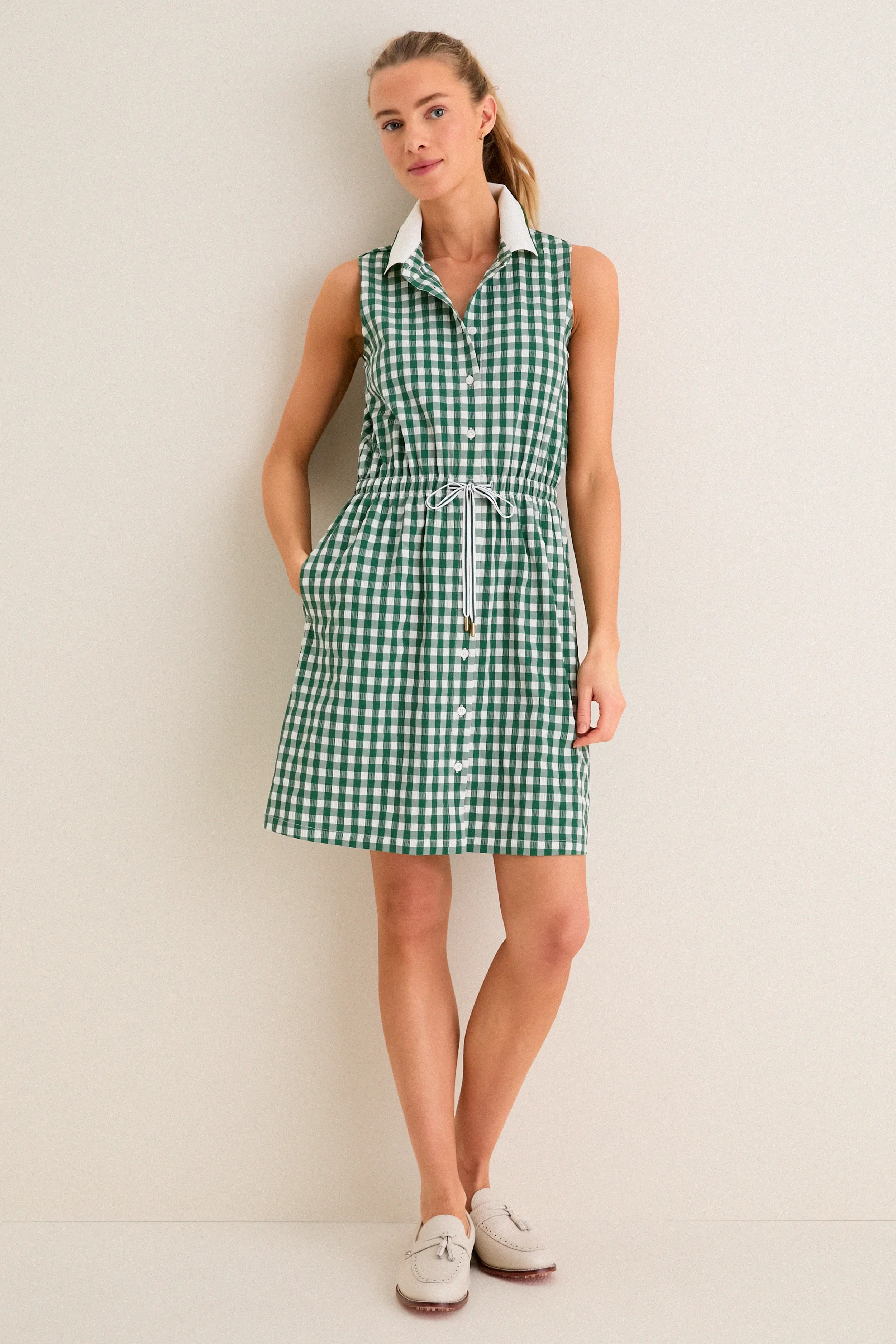 Eden Green Gingham Sleeveless Performance Seersucker Alcott Golf Dress sold by Tuckernuck product image thumbnail 2