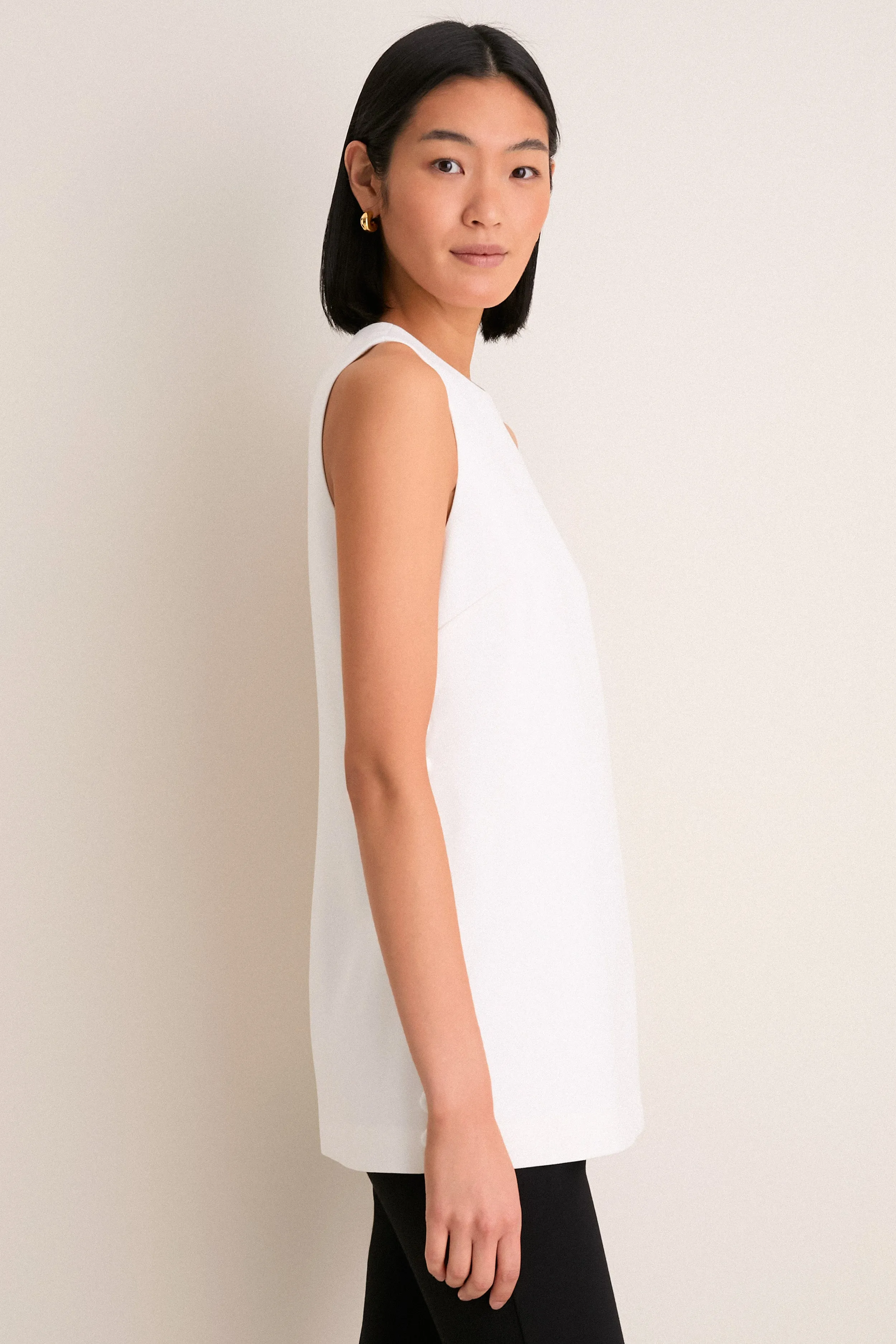 White Crepe Sleeveless Covered Buttons Millie Top sold by Tuckernuck product image thumbnail 4