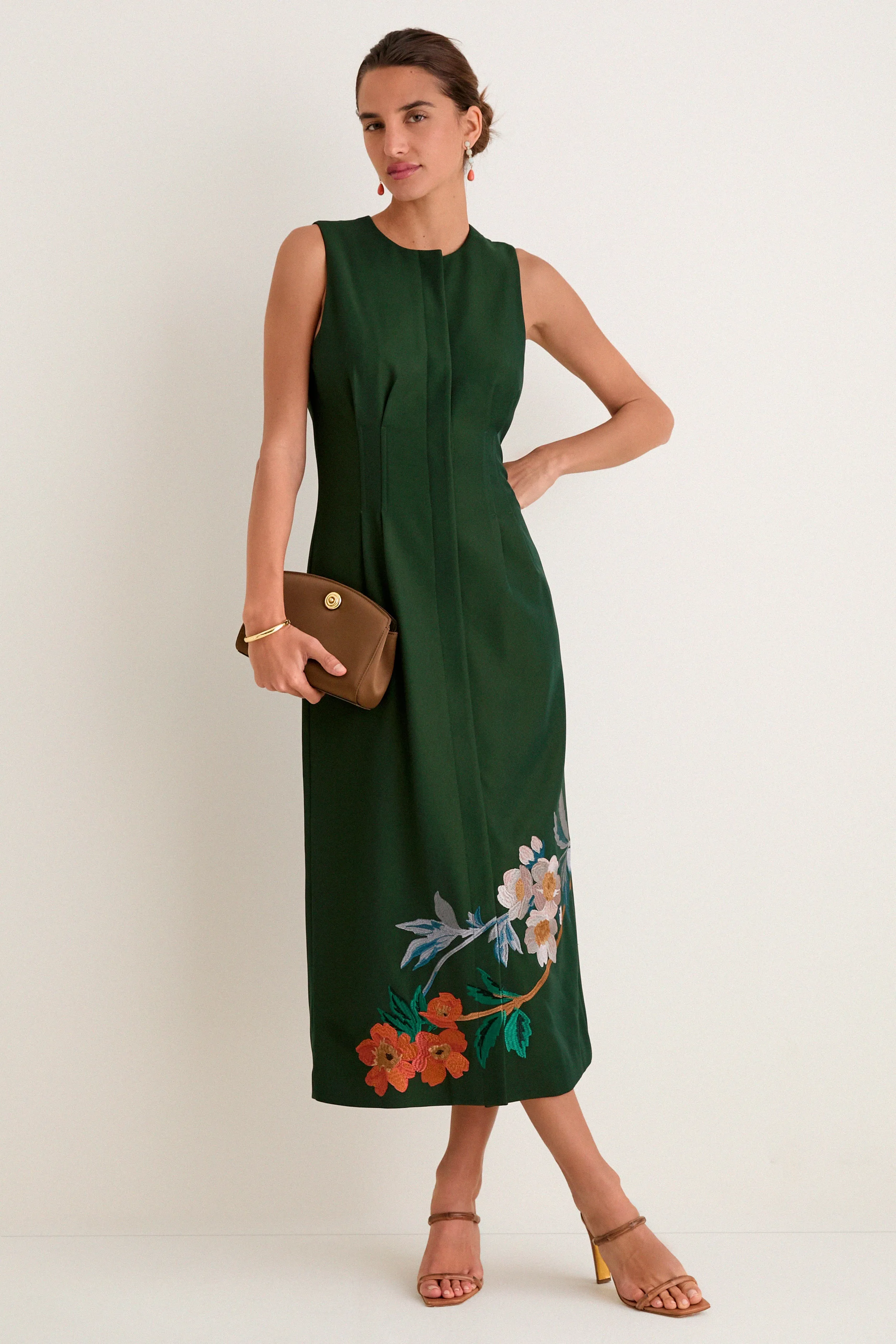 Verdant Green Crepe Embroidered Nell Dress sold by Tuckernuck product image thumbnail 2