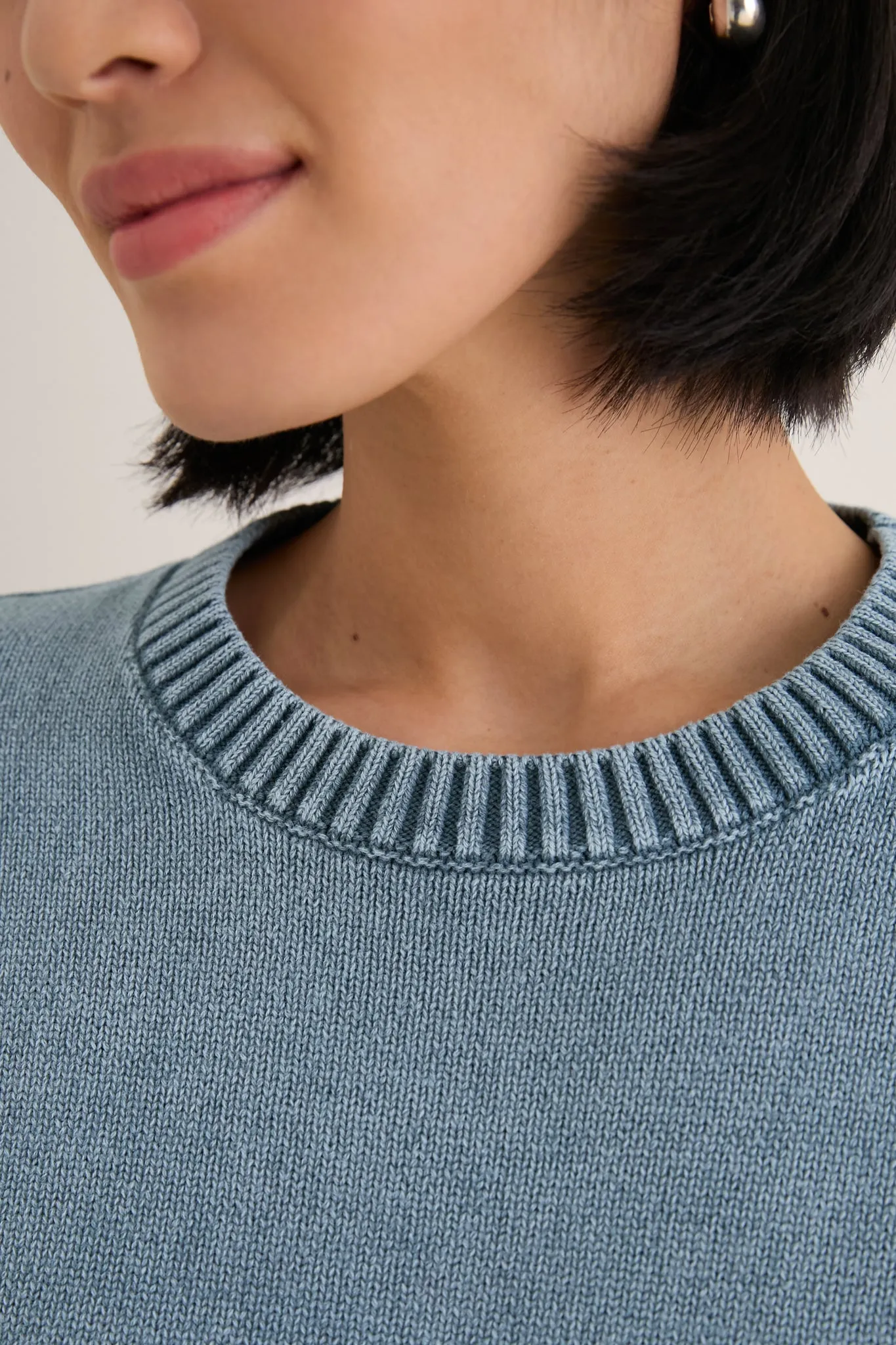 Blue Indigo Stone Washed Cotton Anne Crewneck Sweater sold by Tuckernuck product image thumbnail 5