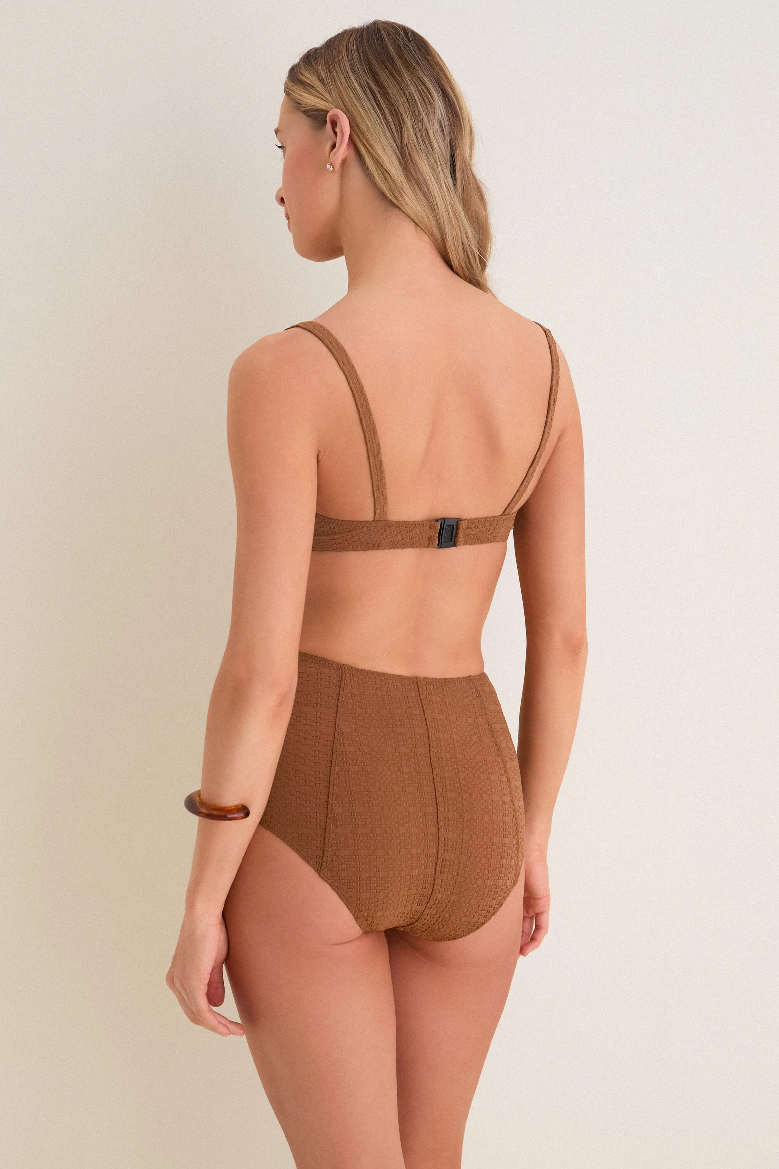 Caramel Seersucker Balconette High-Waist Bikini sold by Tuckernuck product image thumbnail 4