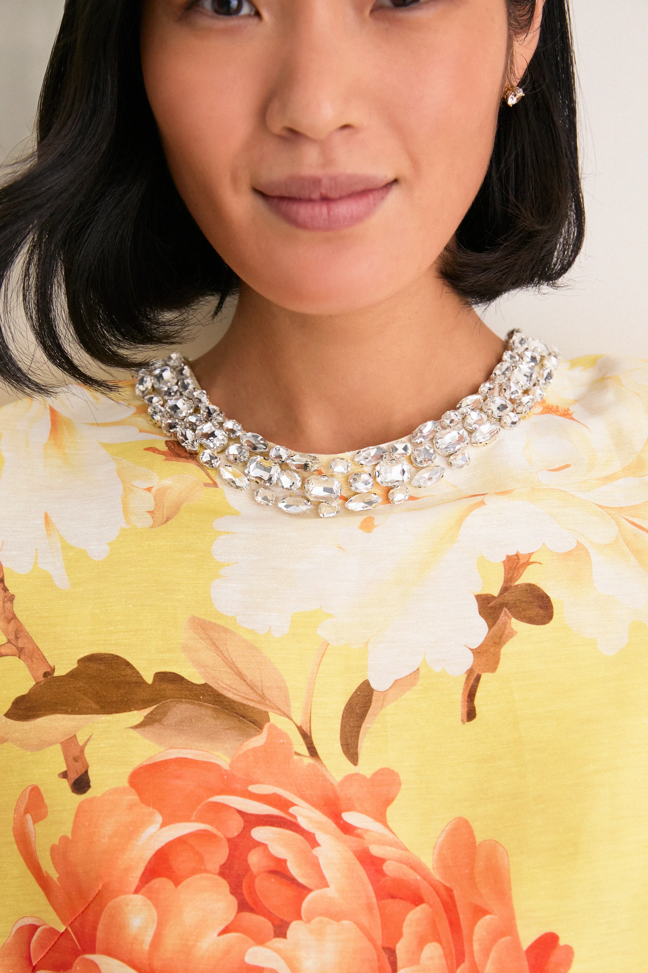 Yellow Peony Print Indie Embellished Sleeve Top sold by Tuckernuck product image thumbnail 5