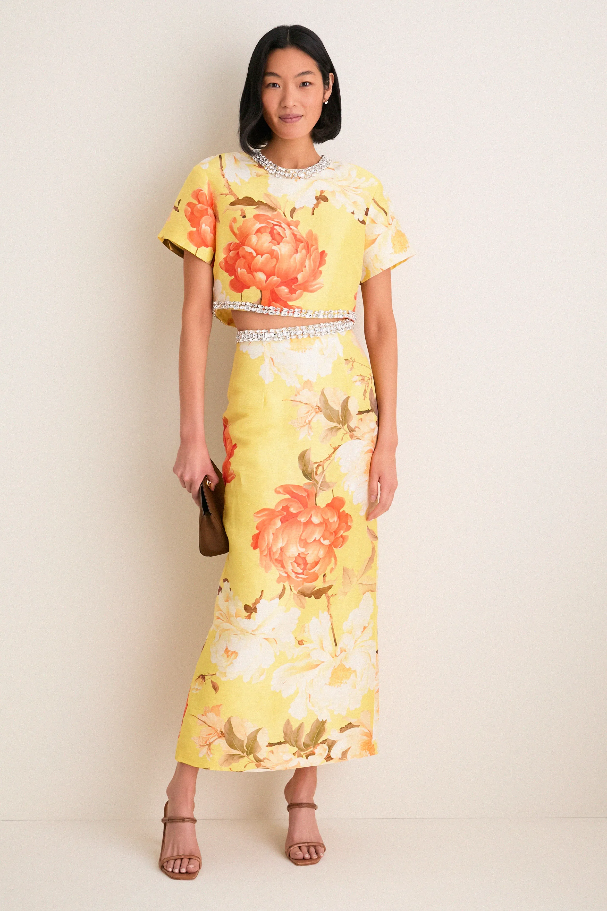 Yellow Peony Print Indie Embellished Sleeve Top sold by Tuckernuck product image thumbnail 2
