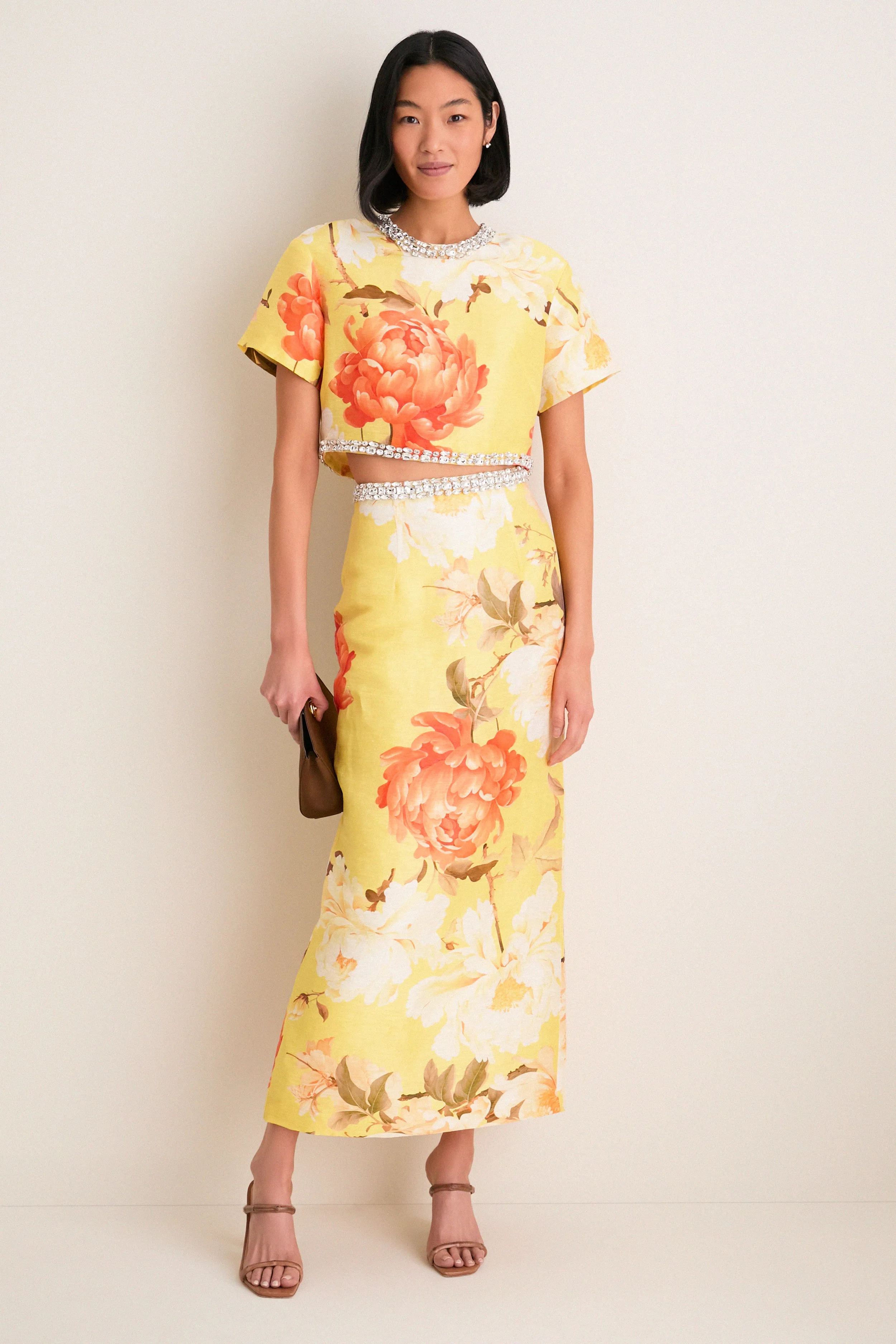 Yellow Peony Print Kyra Embellished Maxi Skirt sold by Tuckernuck product image thumbnail 2