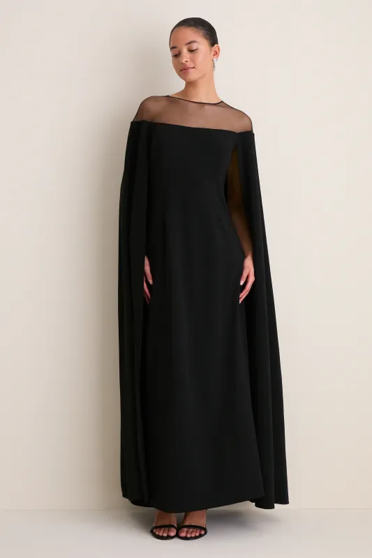 Black Estelle Cape Maxi Dress made by Tuckernuck