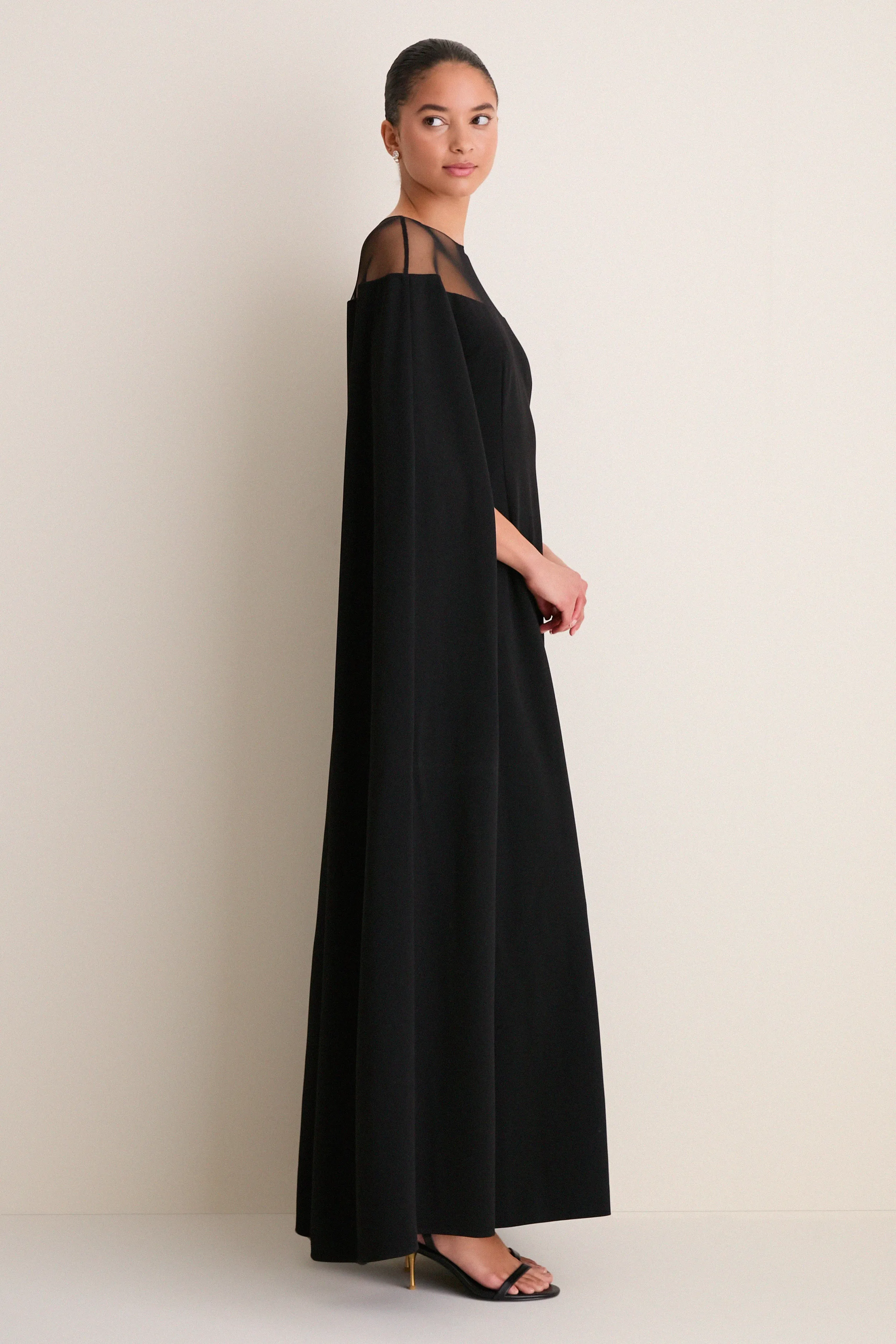 Black Estelle Cape Maxi Dress sold by Tuckernuck product image thumbnail 4