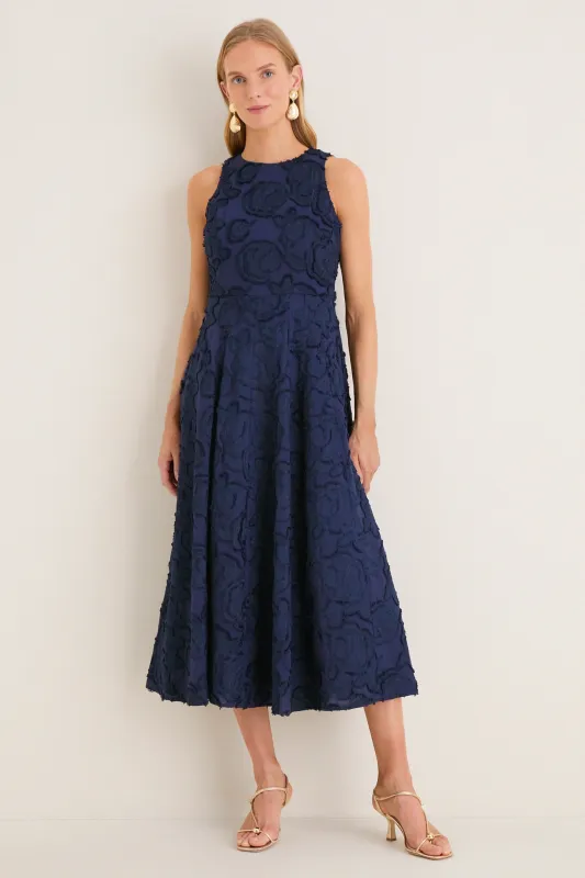 Navy Textured Rose Floral Melina Maxi Dress sold by Tuckernuck