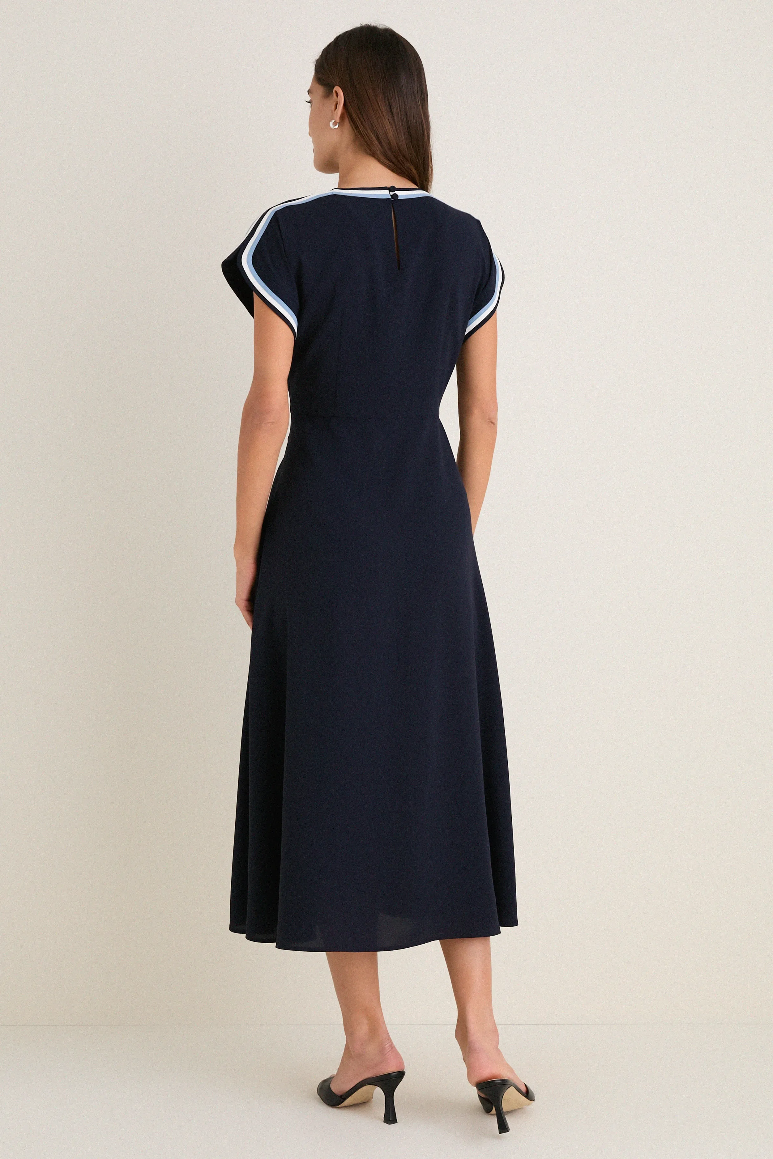 Navy Crepe Contrast Trim Sandrine Dress sold by Tuckernuck product image thumbnail 5