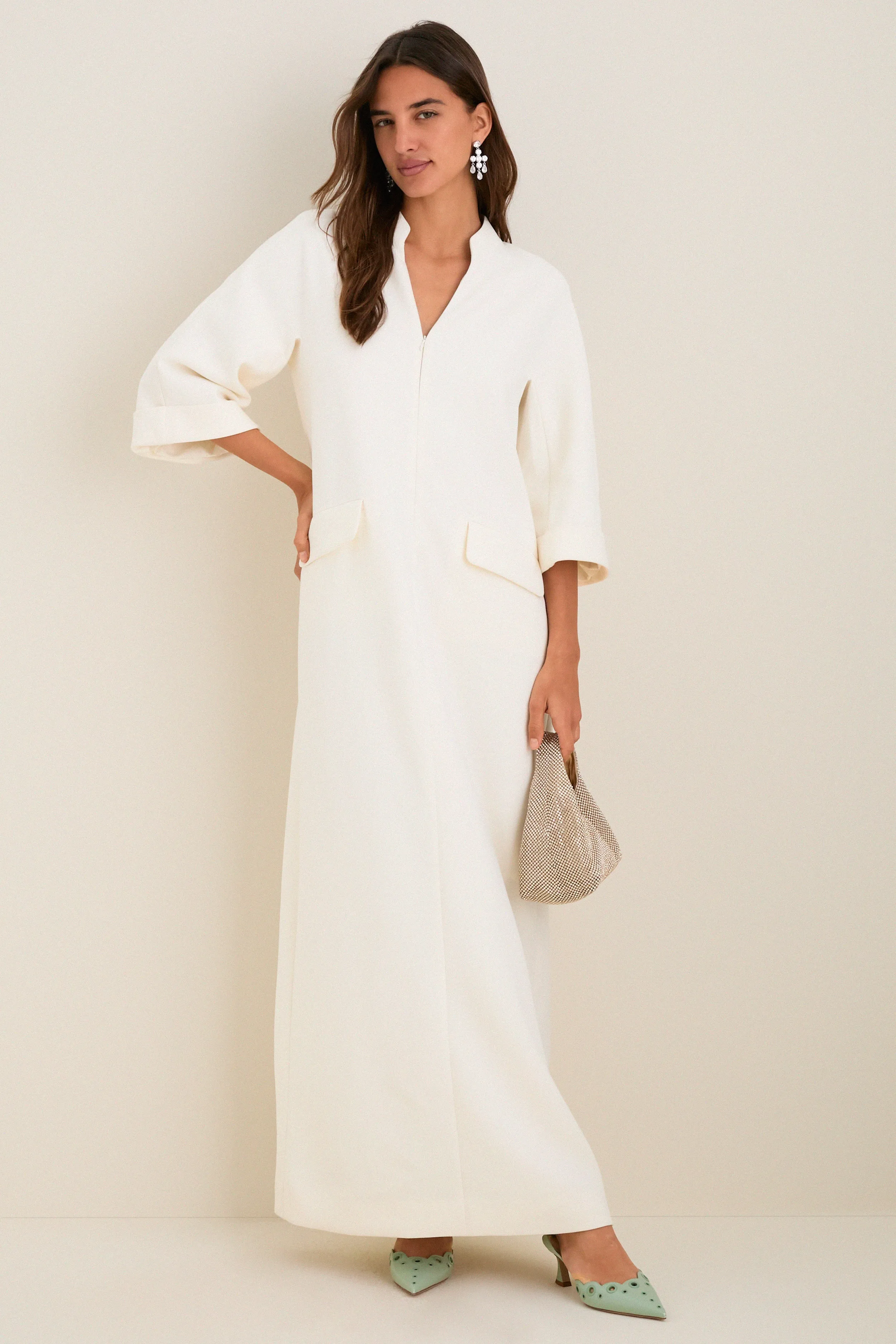 Ivory Crepe Carolina Maxi Dress sold by Tuckernuck product image thumbnail 3