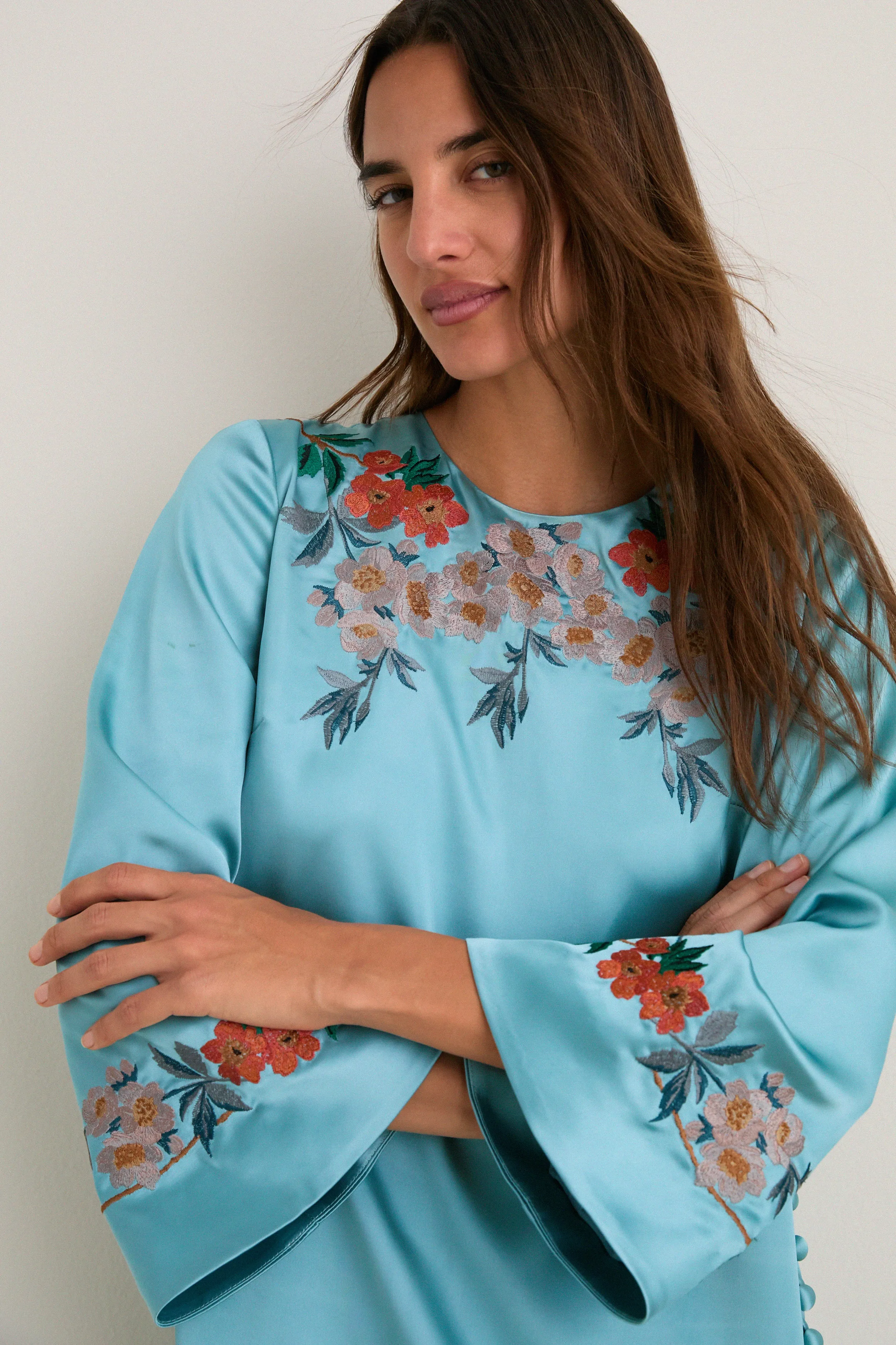 Cameo Blossom Embroidered Duchess Satin Jamie Dress sold by Tuckernuck product image thumbnail 2