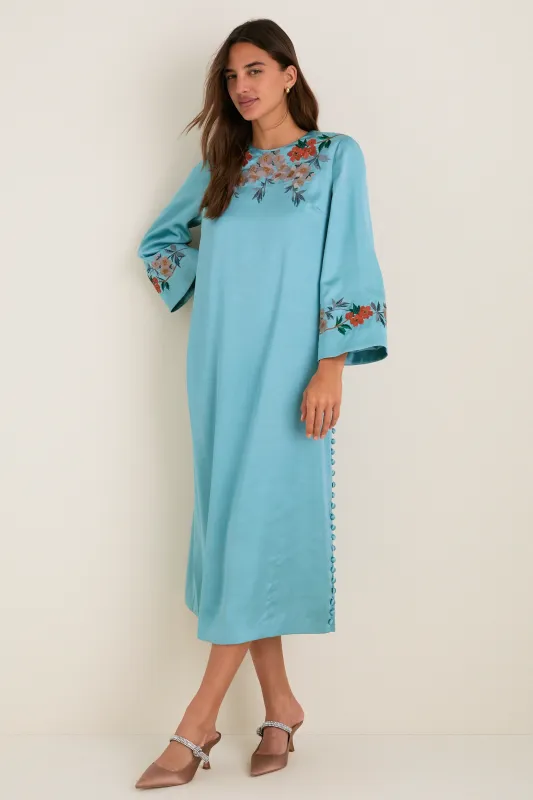 Cameo Blossom Embroidered Duchess Satin Jamie Dress sold by Tuckernuck