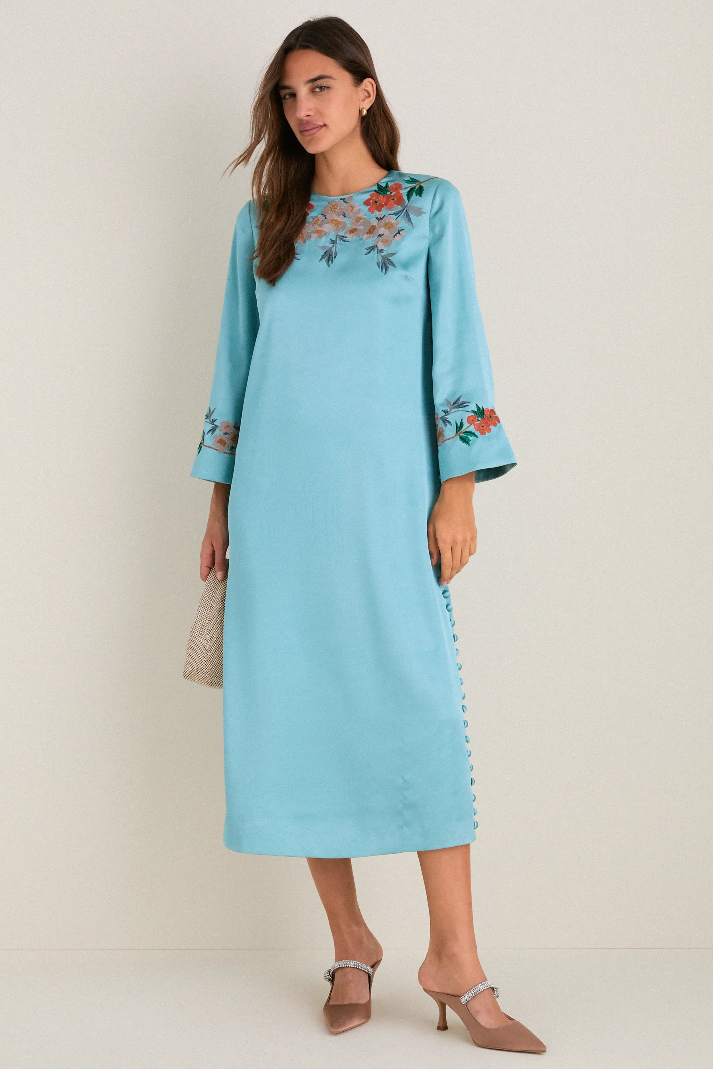 Cameo Blossom Embroidered Duchess Satin Jamie Dress sold by Tuckernuck product image thumbnail 3