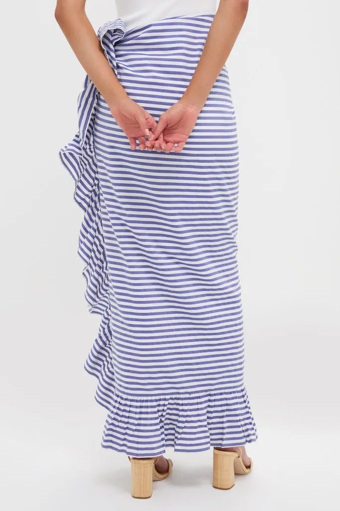 Stripe Blue and white Ruffle Power Pareo sold by Tuckernuck product image thumbnail 4