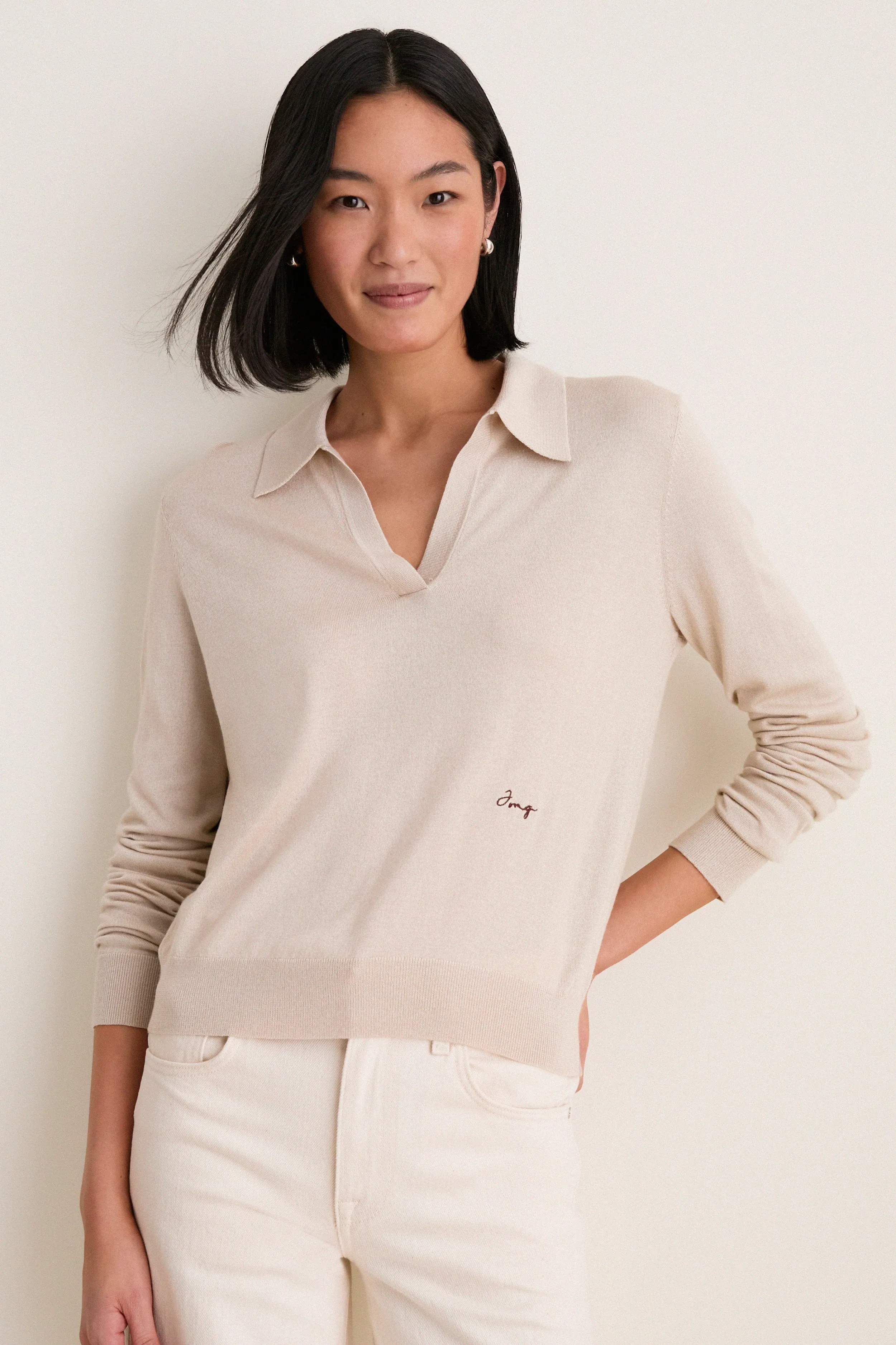 Sandstone Cashmere Silk Theo Polo sold by Tuckernuck