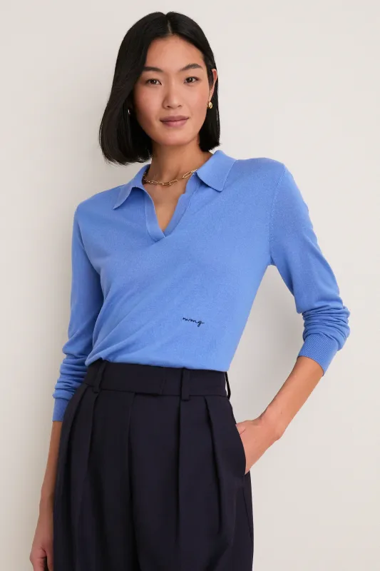 Allure Blue Cashmere Silk Theo Polo sold by Tuckernuck
