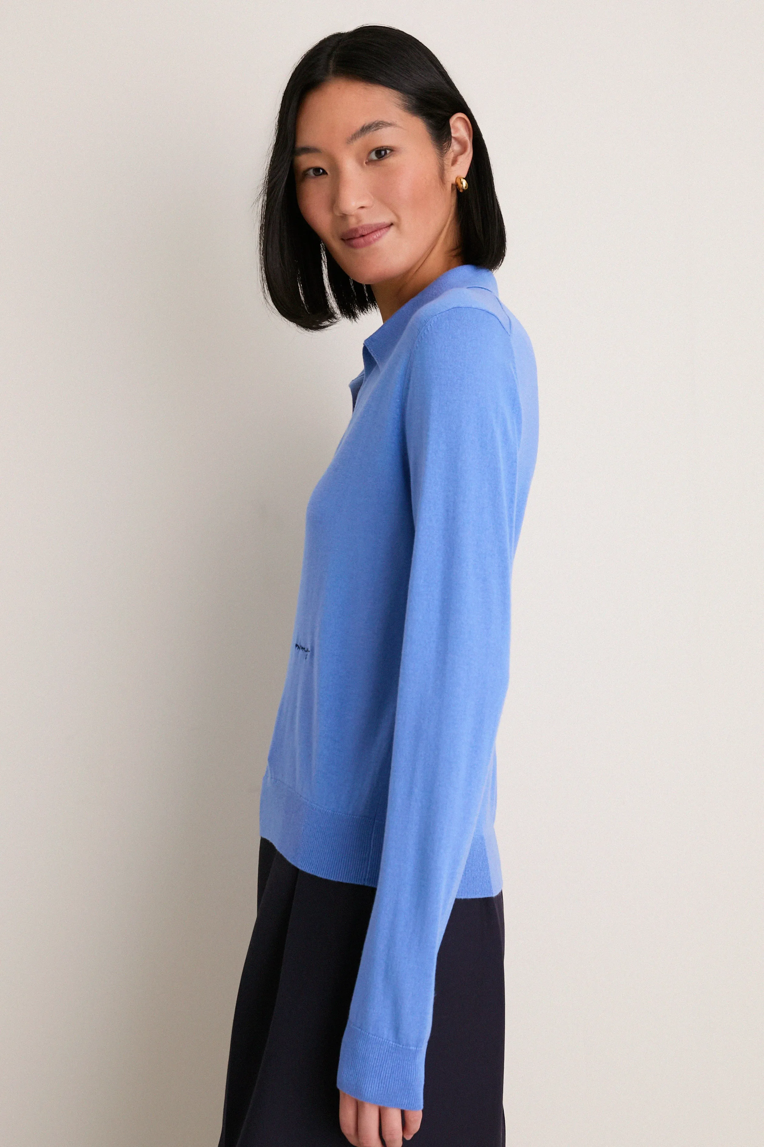 Allure Blue Cashmere Silk Theo Polo sold by Tuckernuck product image thumbnail 3