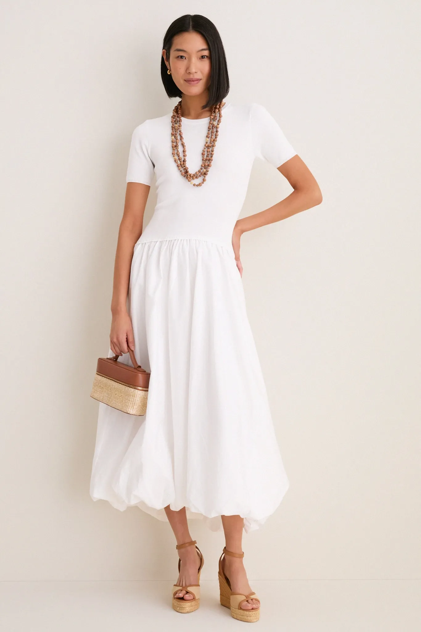 White Bubble Skirt Midi Dress sold by Tuckernuck product image thumbnail 2