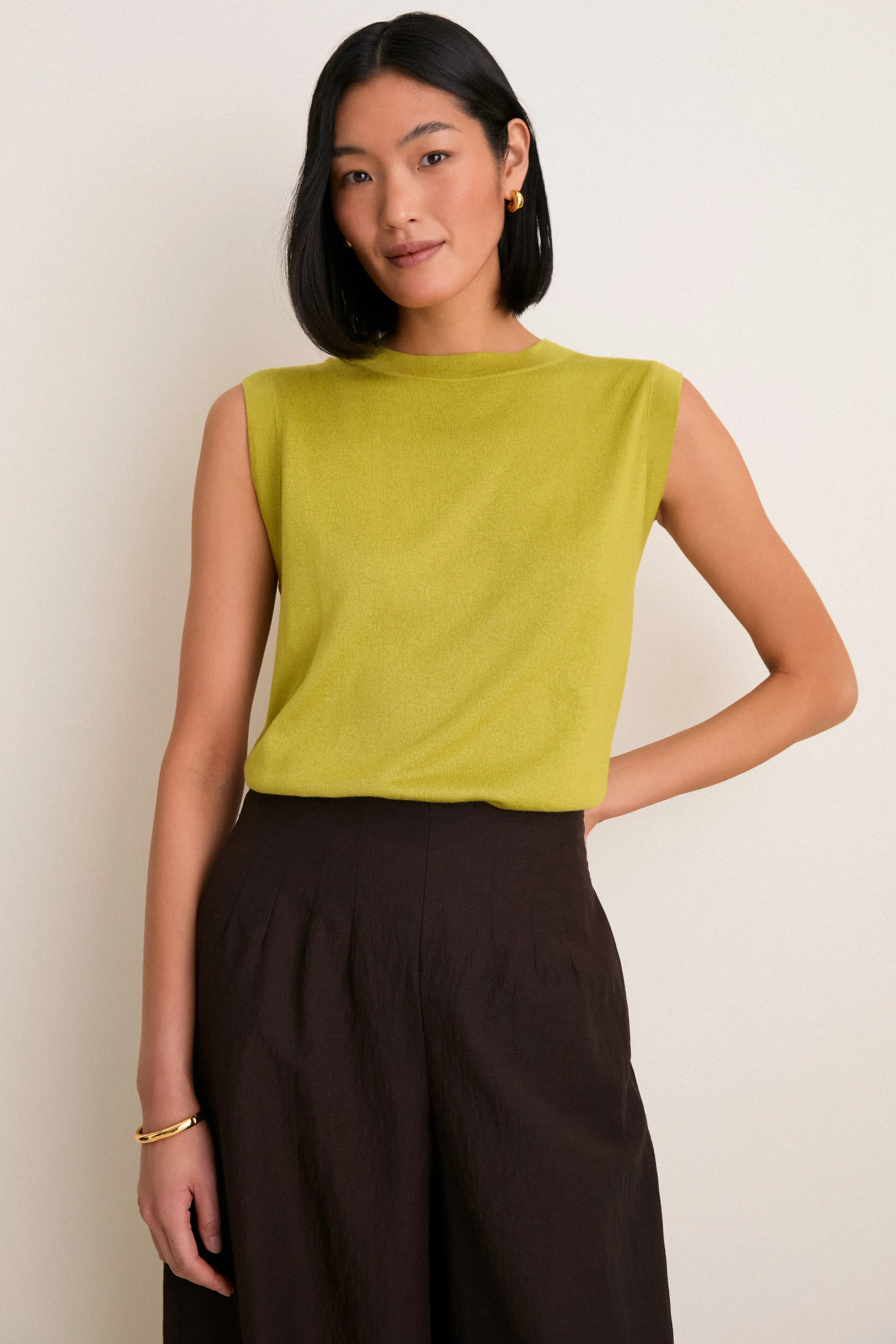 Pear Cashmere Silk Sleeveless Ava Shell sold by Tuckernuck