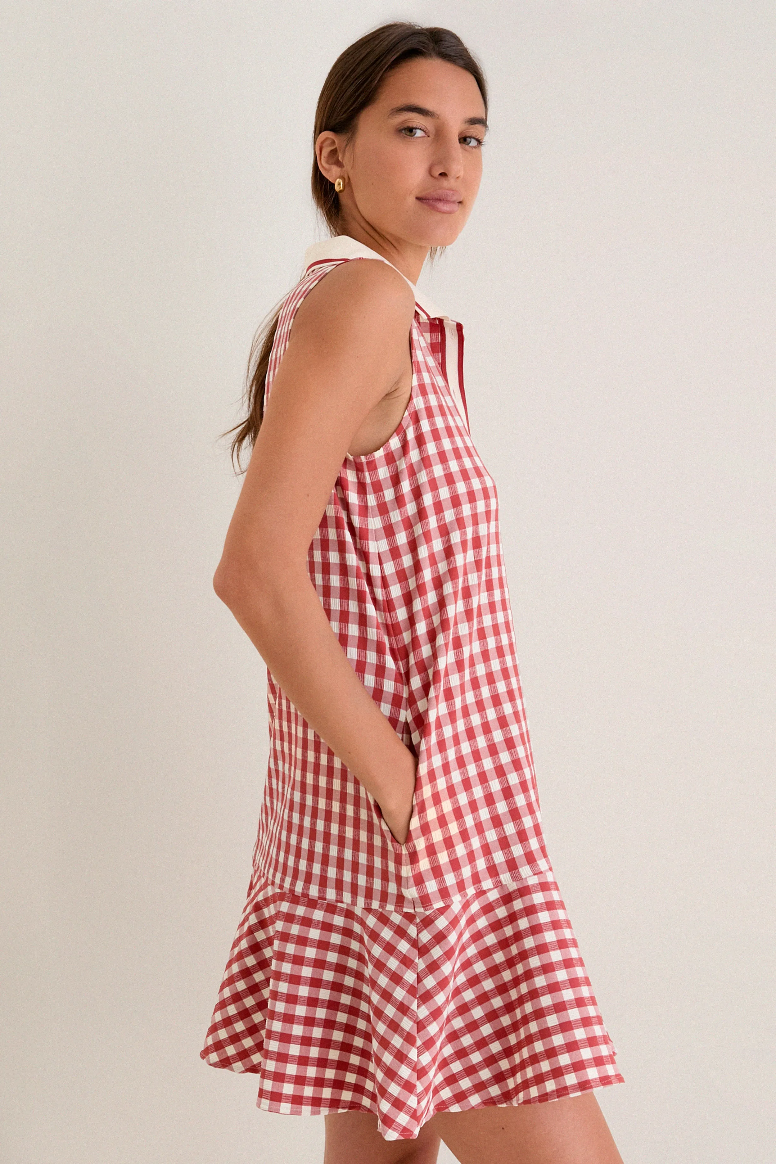 Clay Gingham Sleeveless Performance Seersucker May Golf Dress sold by Tuckernuck product image thumbnail 3