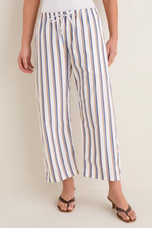 Parch Choco and Blue Yoshi Stripe Crop Drawstring Pants sold by Tuckernuck