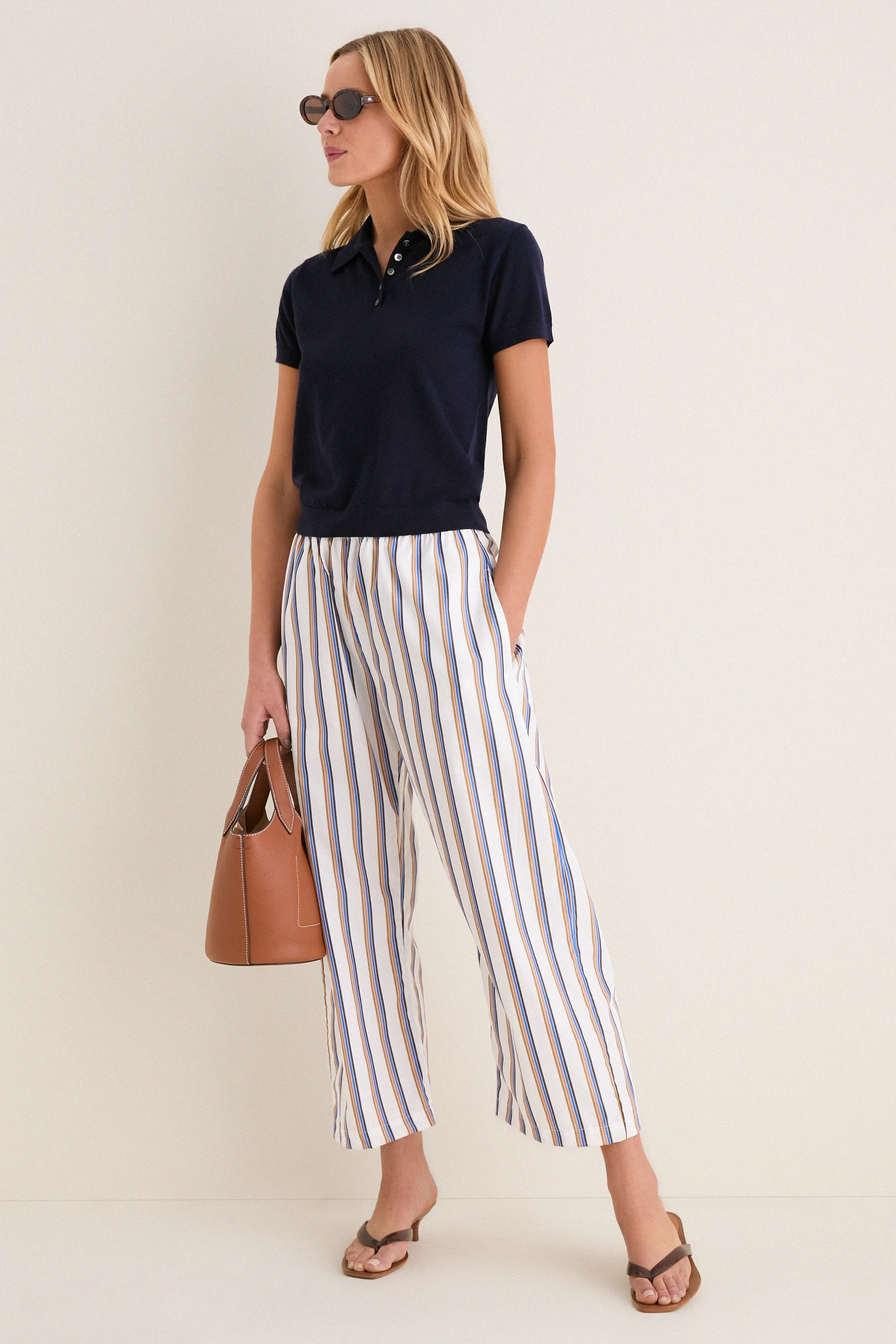 Parch Choco and Blue Yoshi Stripe Crop Drawstring Pants sold by Tuckernuck product image thumbnail 2