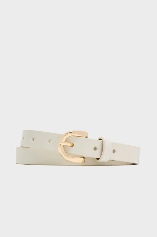 White Curve Buckle Skinny Belt made by Tuckernuck