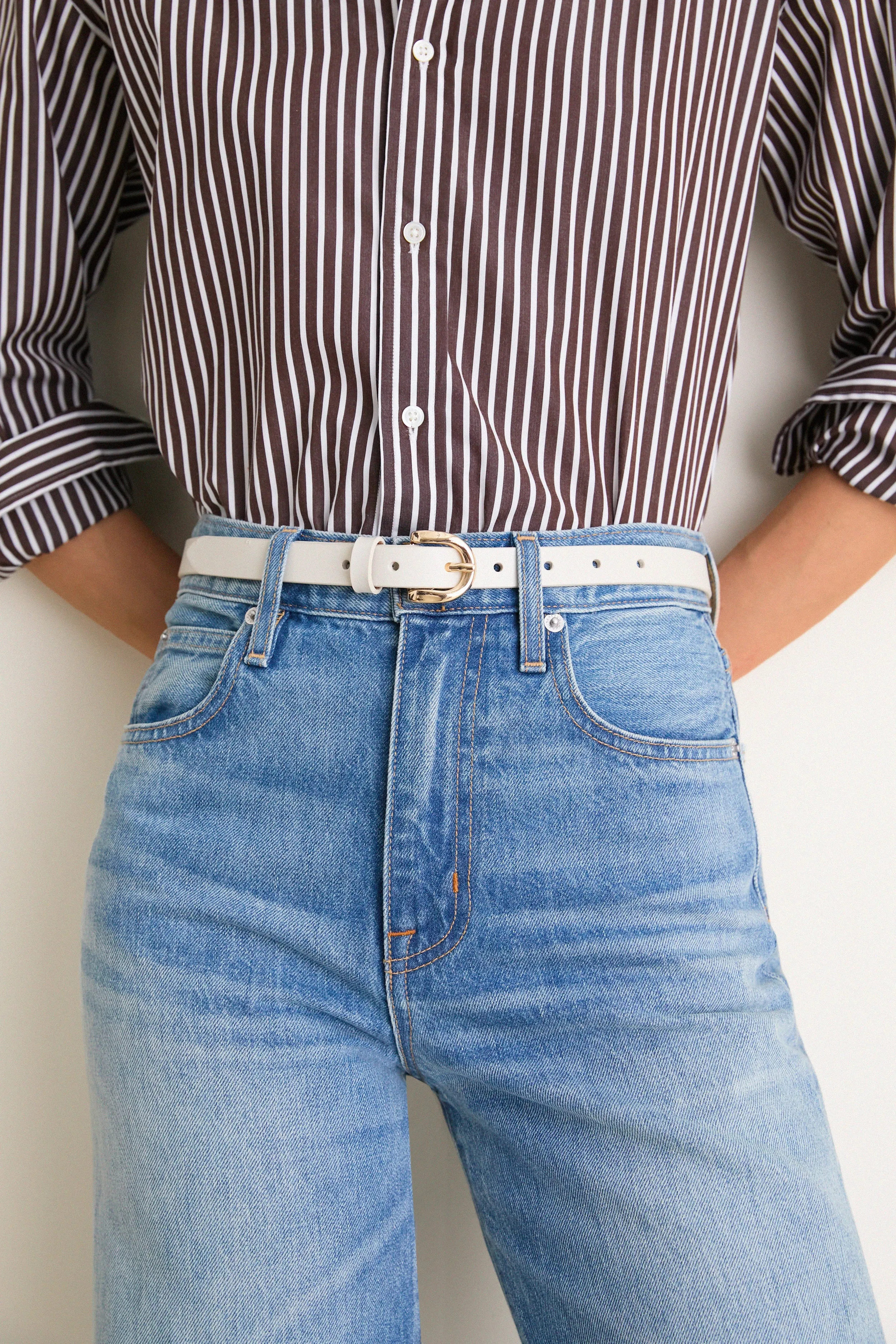 White Curve Buckle Skinny Belt sold by Tuckernuck product image thumbnail 2