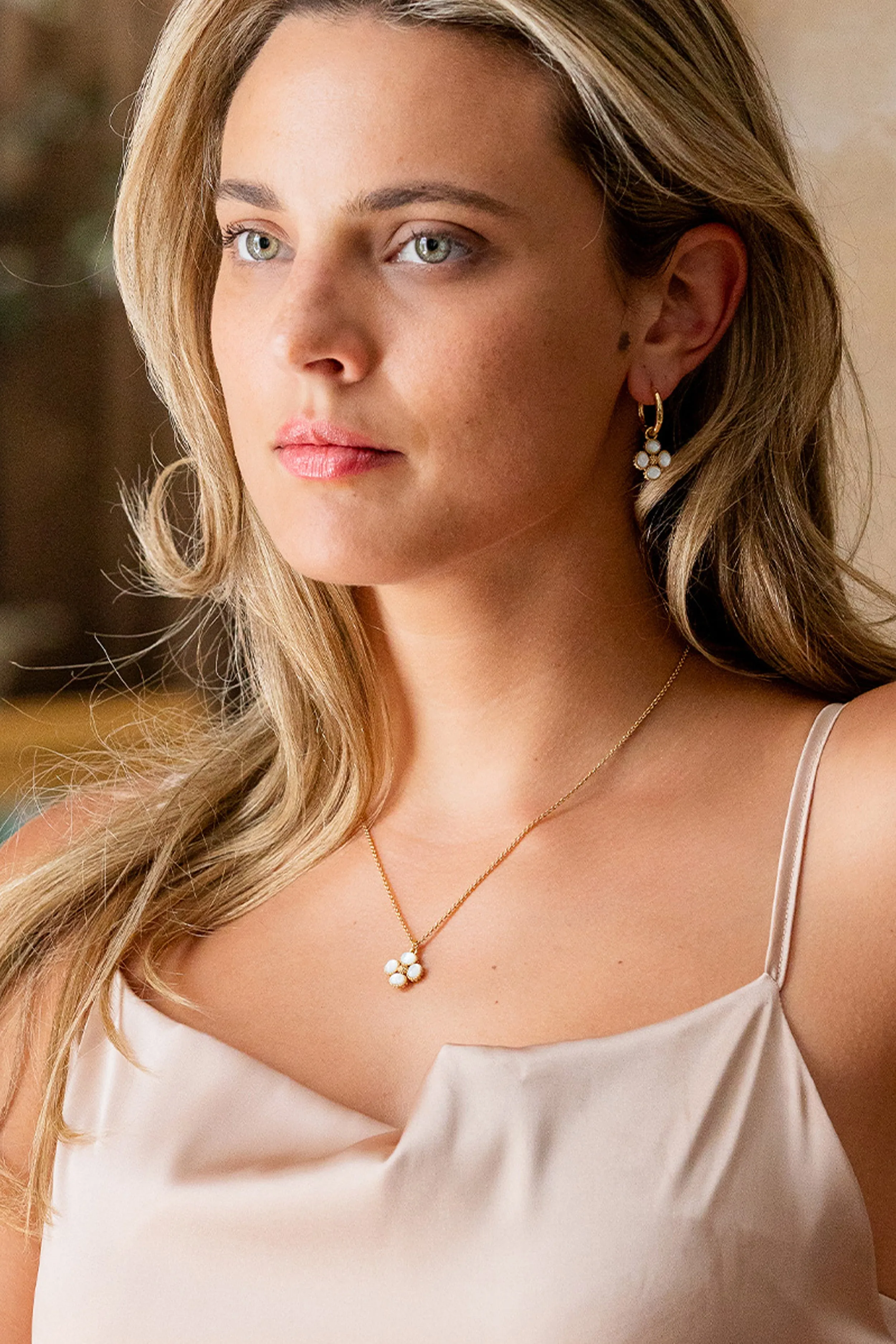 Mother of Pearl Berry Clover Hoop Earrings sold by Tuckernuck product image thumbnail 3