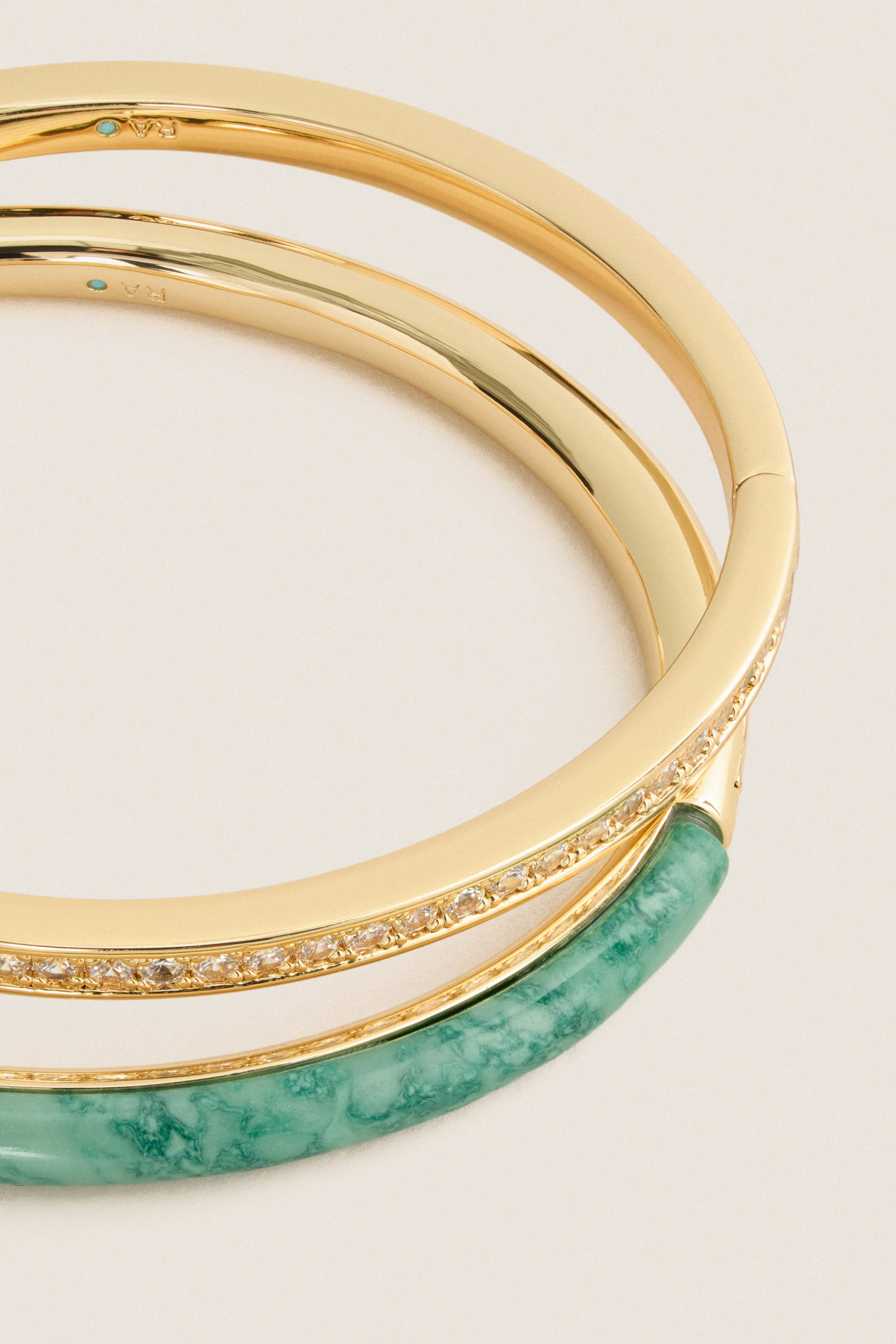 Moss Agate and Clear Semi Stone Cuff Set sold by Tuckernuck product image thumbnail 4