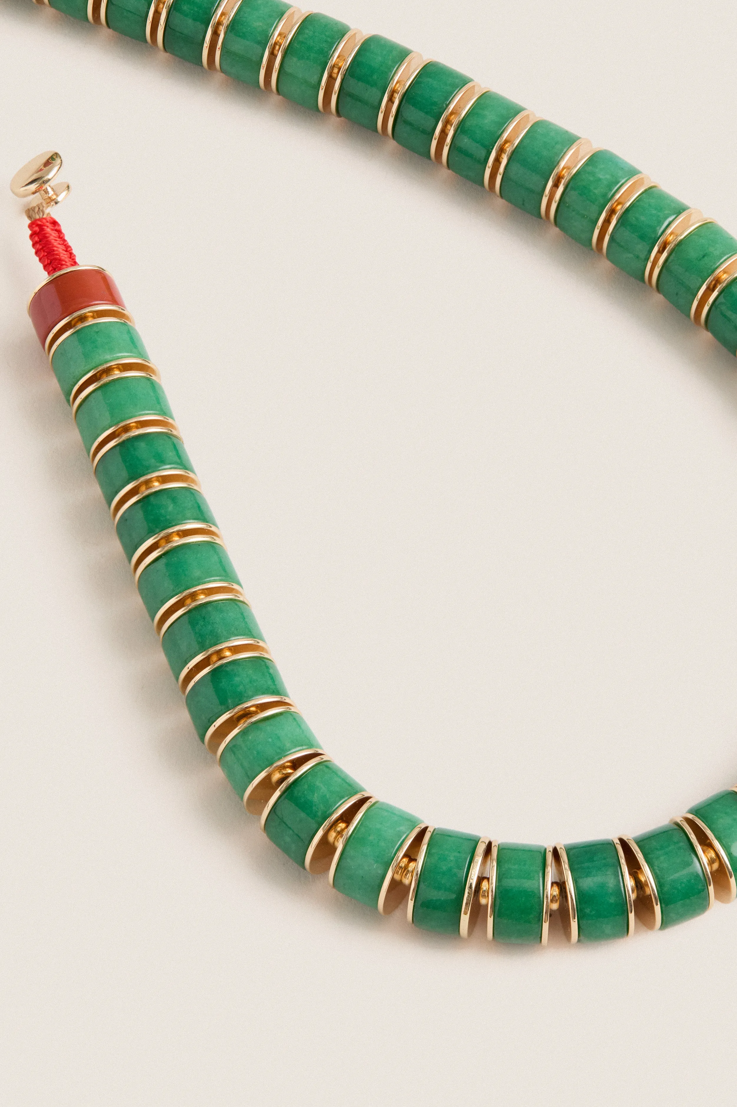 Gold and Green Jade Stone Slice Necklace sold by Tuckernuck product image thumbnail 4