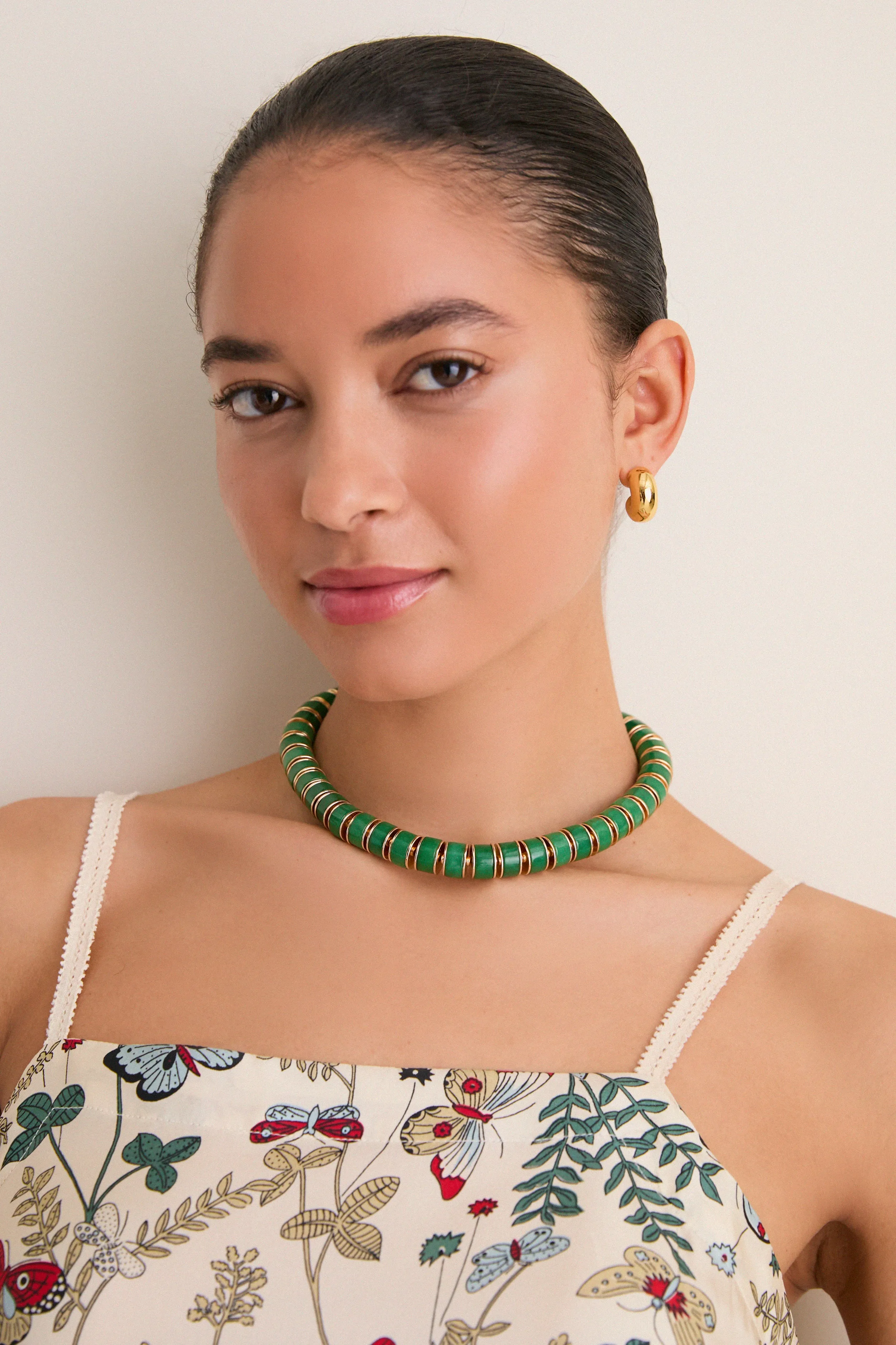 Gold and Green Jade Stone Slice Necklace sold by Tuckernuck product image thumbnail 2