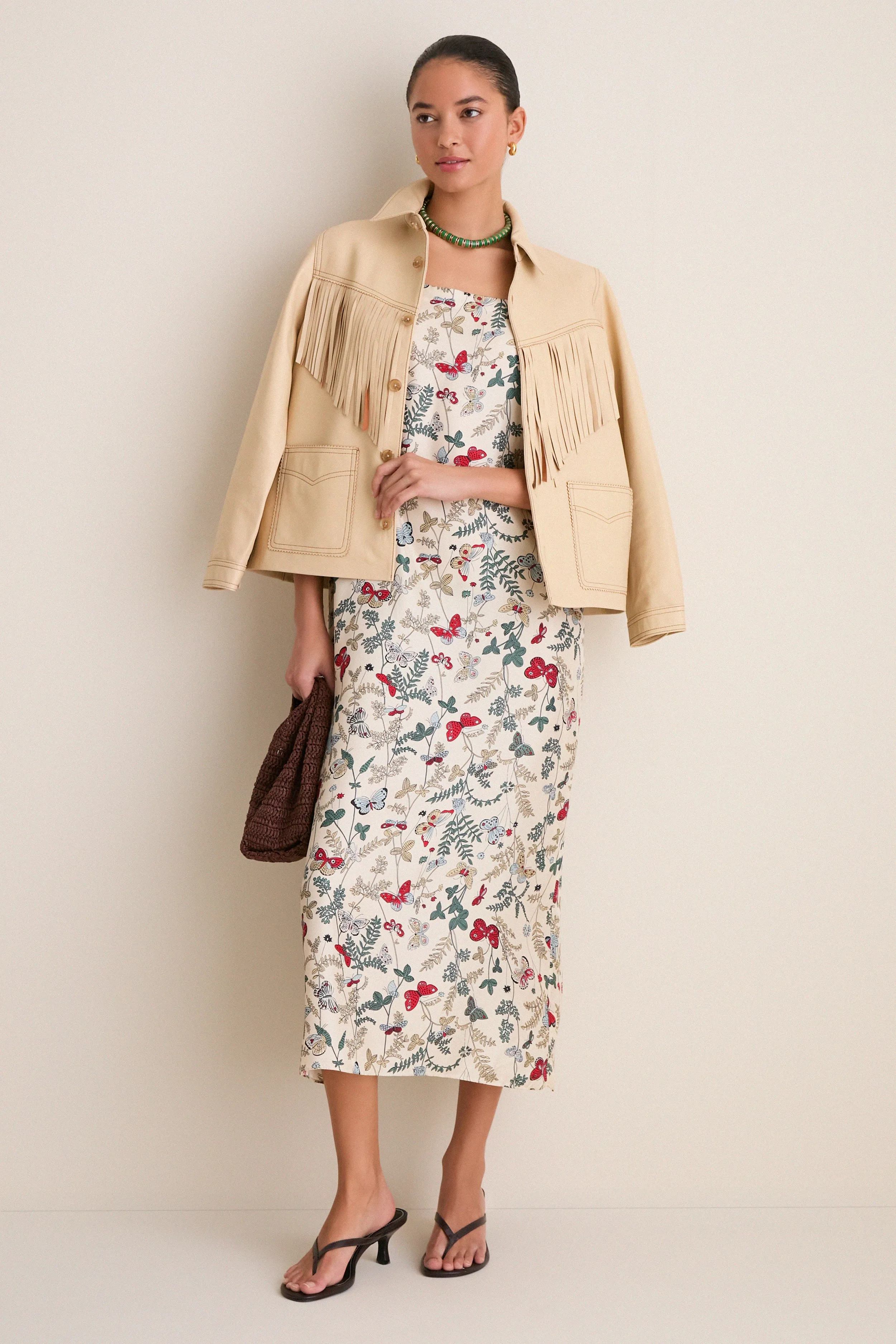 Gold and Green Jade Stone Slice Necklace sold by Tuckernuck product image thumbnail 3