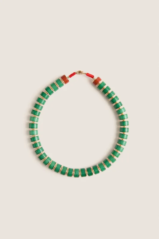 Gold and Green Jade Stone Slice Necklace sold by Tuckernuck
