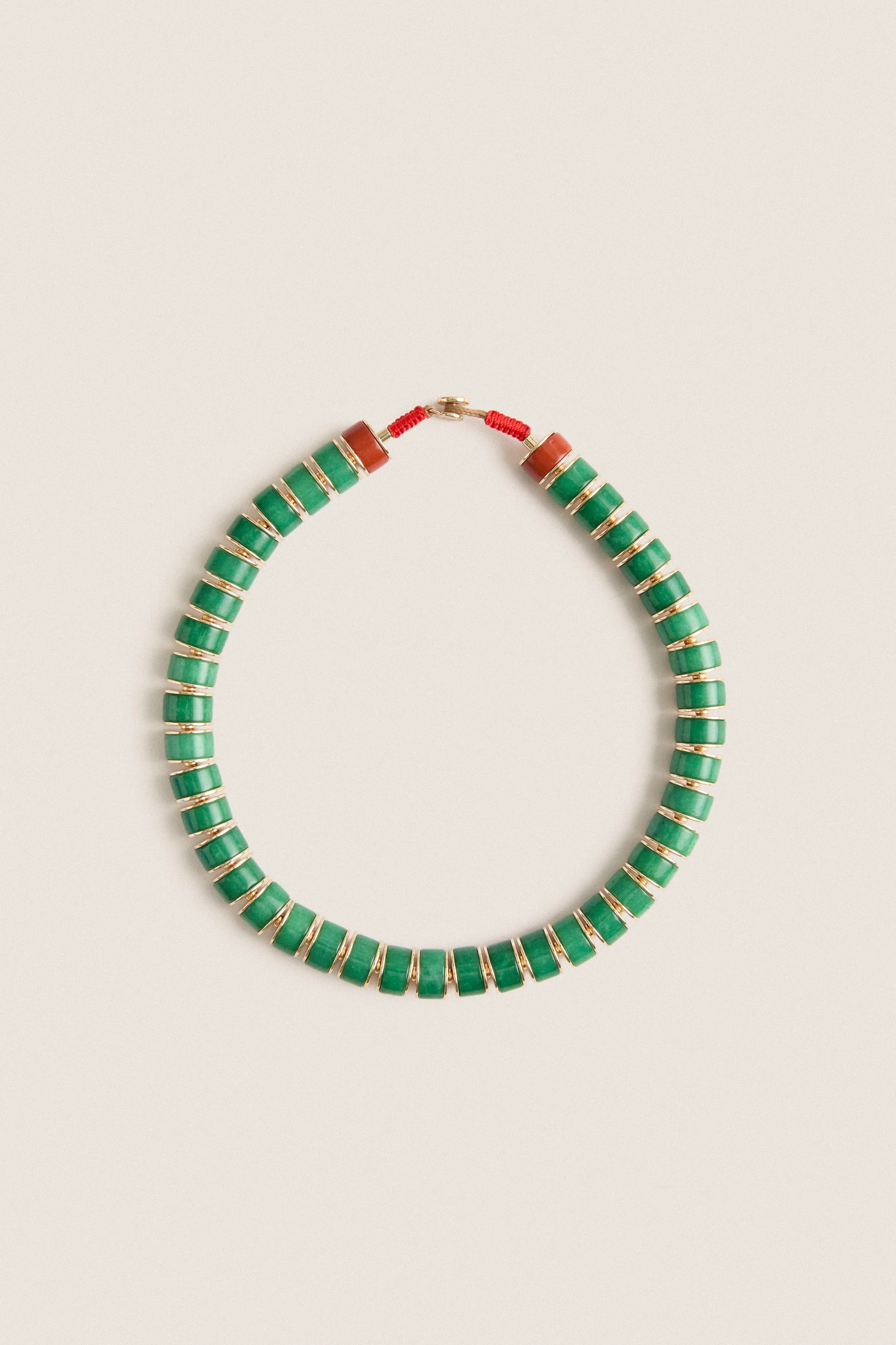 Gold and Green Jade Stone Slice Necklace sold by Tuckernuck