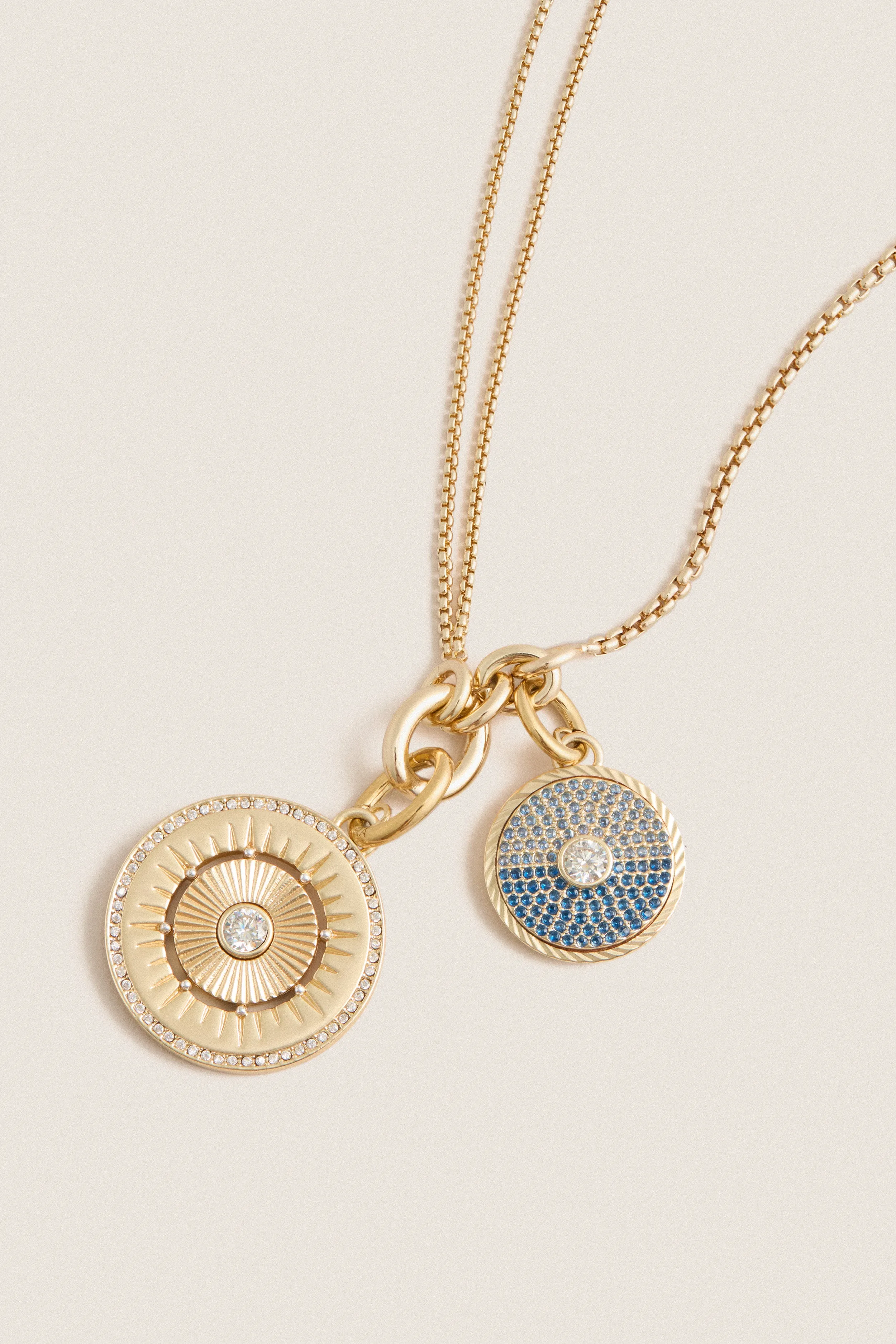 Gold, Clear and Sapphire Multi Strength and Peace Coin Necklace sold by Tuckernuck product image thumbnail 4