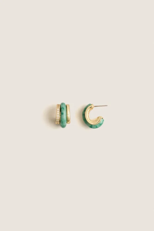 Moss Agate Semi Stone Combo Chubby Hoop Earrings sold by Tuckernuck