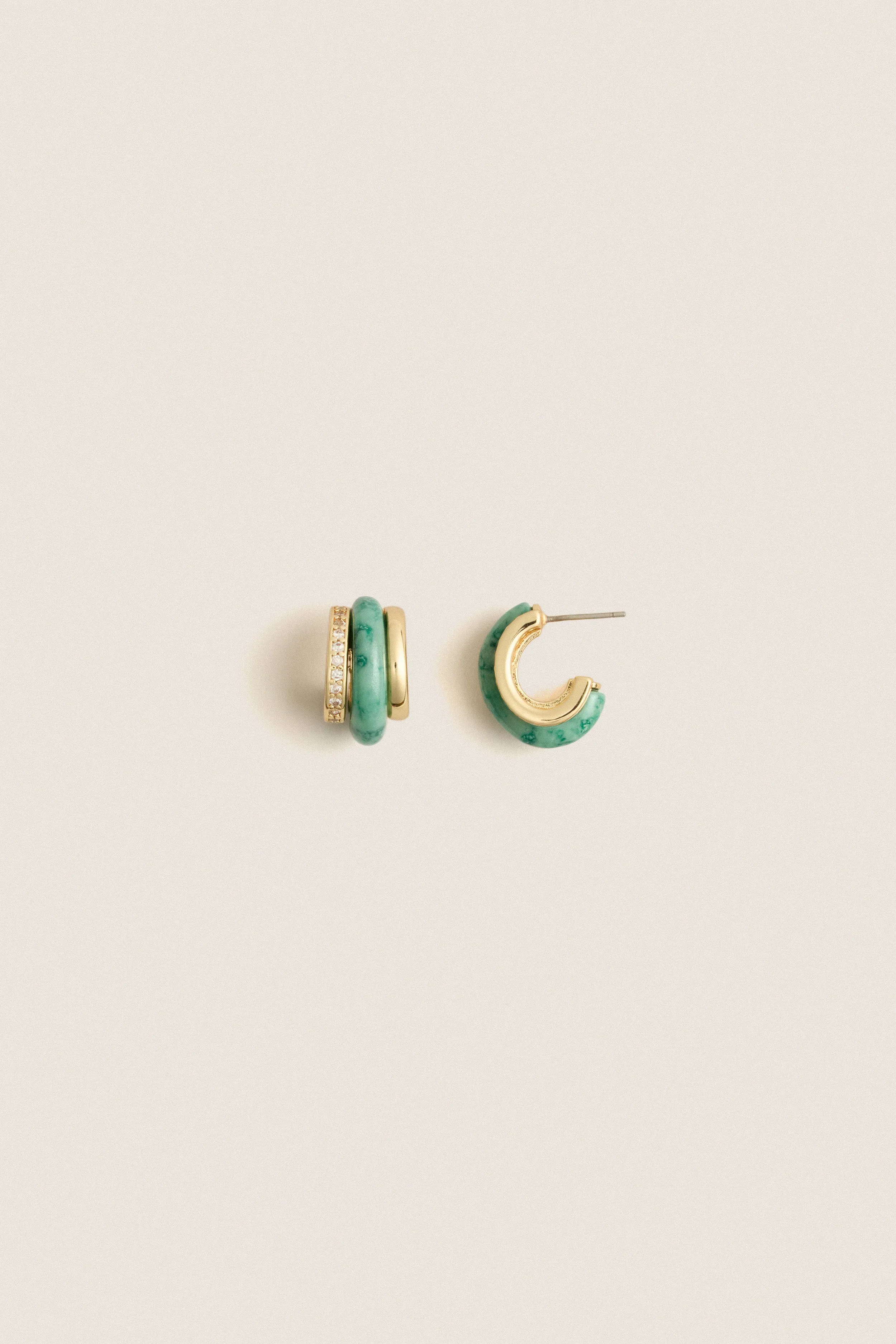 Moss Agate Semi Stone Combo Chubby Hoop Earrings sold by Tuckernuck
