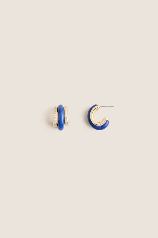 Lapis Semi Stone Combo Chubby Hoop Earrings made by Roxanne Assoulin