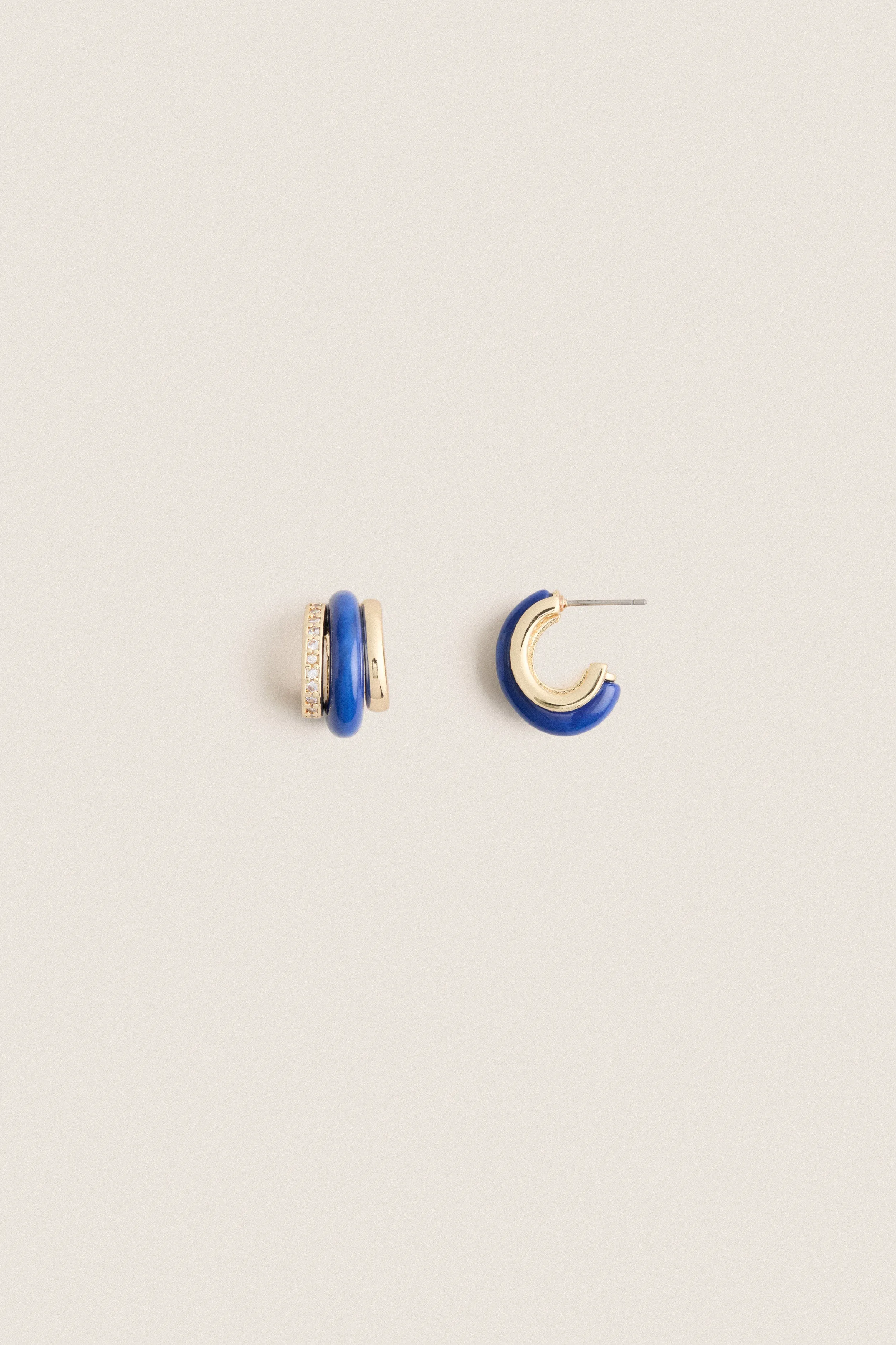 Lapis Semi Stone Combo Chubby Hoop Earrings sold by Tuckernuck