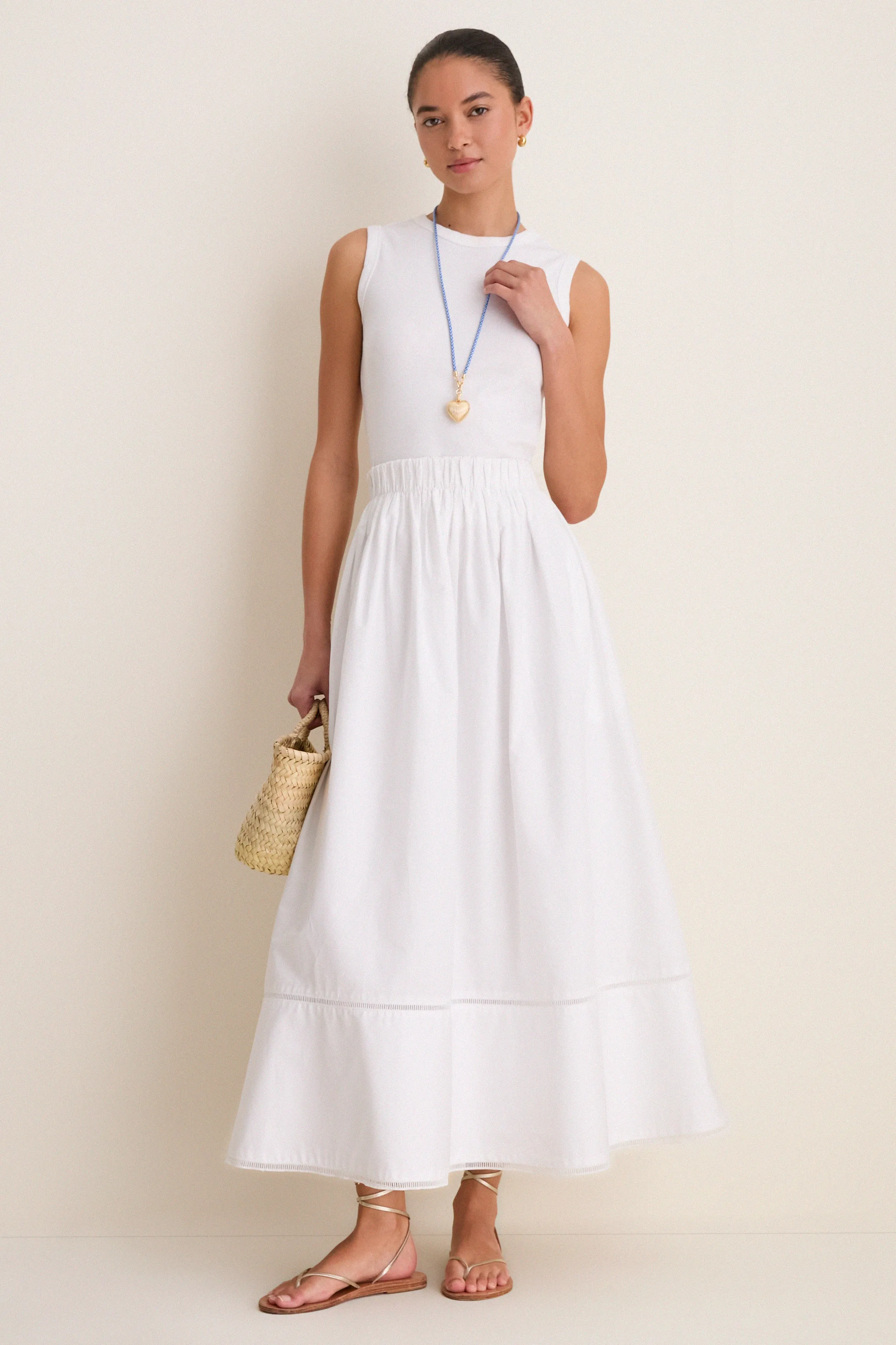 Gold, Blue and White Long Happy Cord Necklace with Heart sold by Tuckernuck product image thumbnail 3